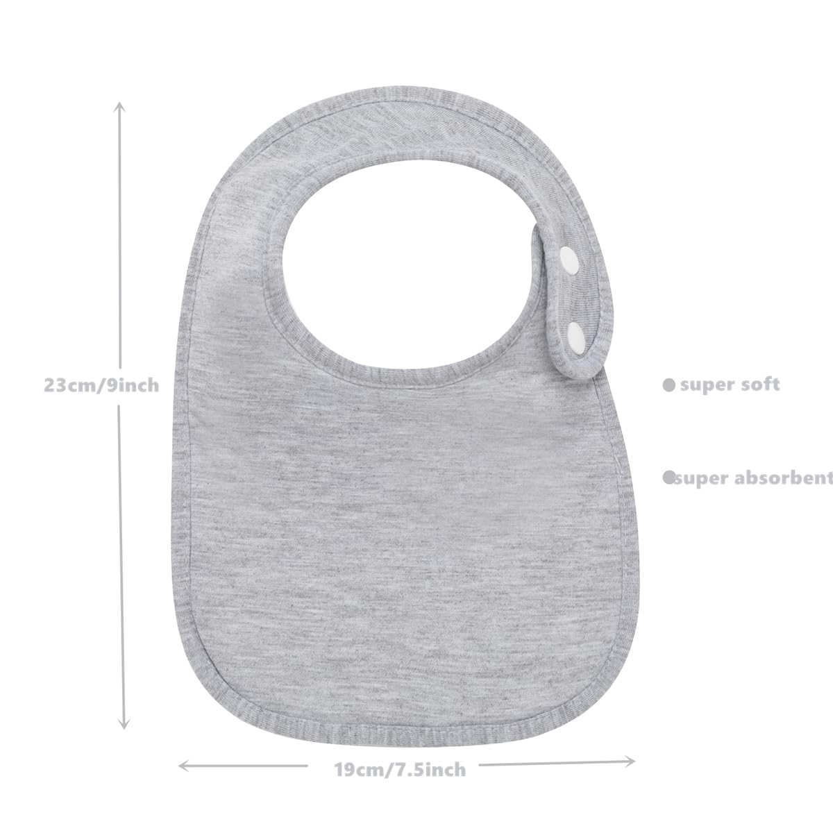 lazyrhino 8 unidades de baberos para bebé unisex ajustables con broches, baberos ultra suaves absorbentes para dentición, para babeo de niños y niñas (gris)