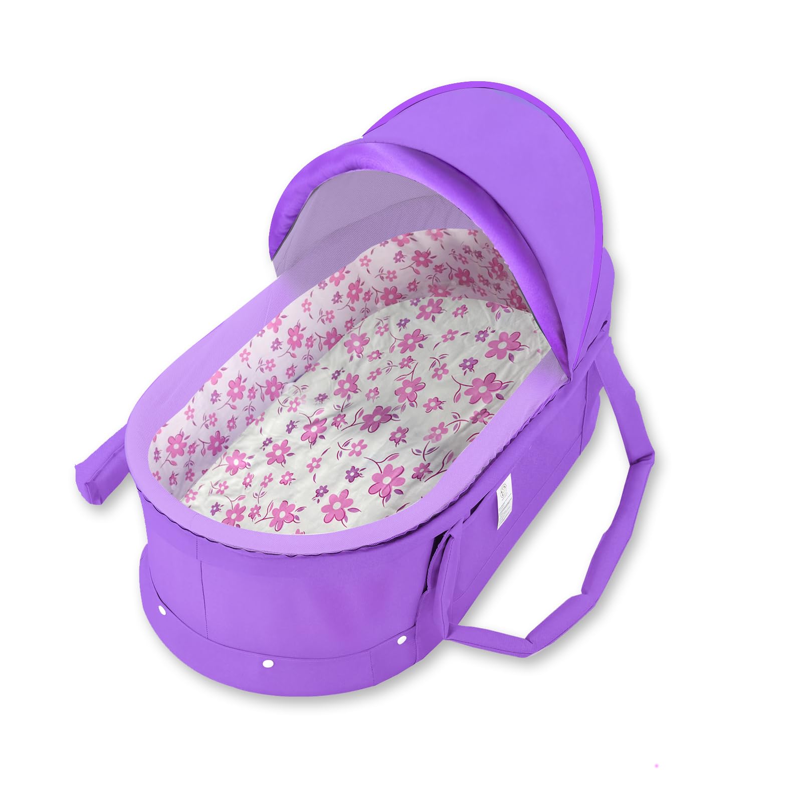 surebaby - Moisés de viaje para bebé, 2 en 1, cuna de viaje portátil plegable con cubierta para sombrilla, (morado)