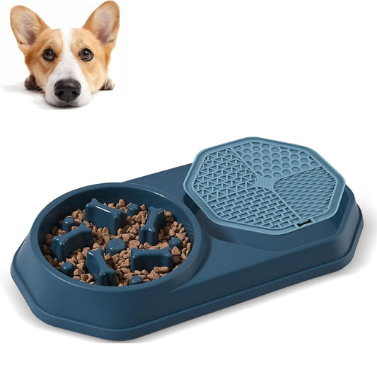 Comedero Lento para Perros, Cuenco Antideslizante para Perros de Comida Lenta, fácil de digerir y Absorber el Cuenco de Comida Lenta, comedero Lento para Perros, Alimentador Tazón 2 En 1 para Perros