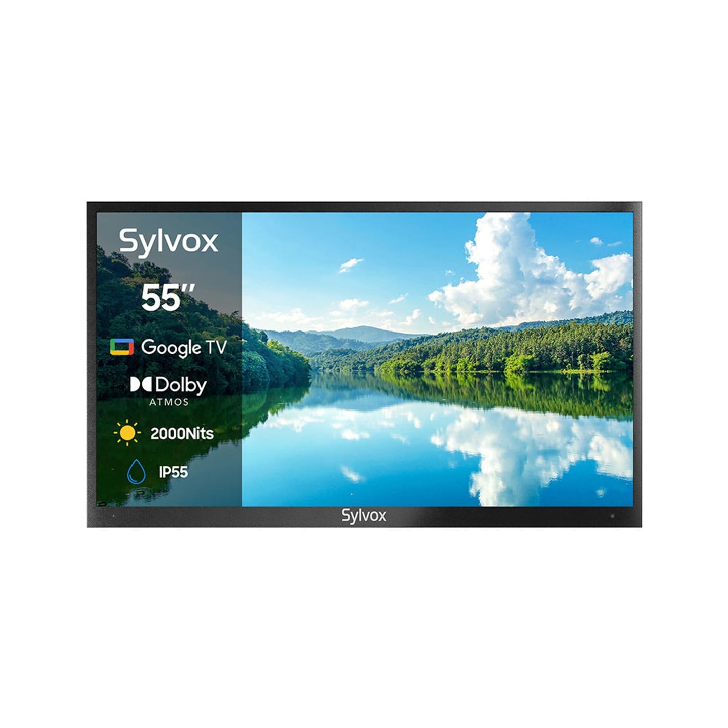 SYLVOX - TV para Exteriores de 55 Pulgadas, Smart TV para Sol Directo, 4K, 2000 nits, IP55 Impermeable, Última Versión de Google TV con Dolby Atmos (Pool Pro 2.0)