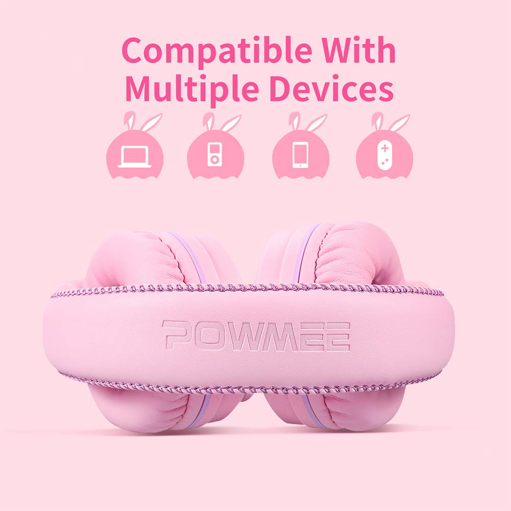 Auriculares POWMEE M1 Rosa Plegables y Ajustables para Niños