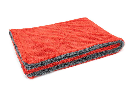 Autofiber Dreadnought - Toalla de microfibra para secado de coches, camiones y SUV, doble giro, toalla de secado de vehículos de una sola pasada (20 x 30 pulgadas), paquete de 1, rojo/gris