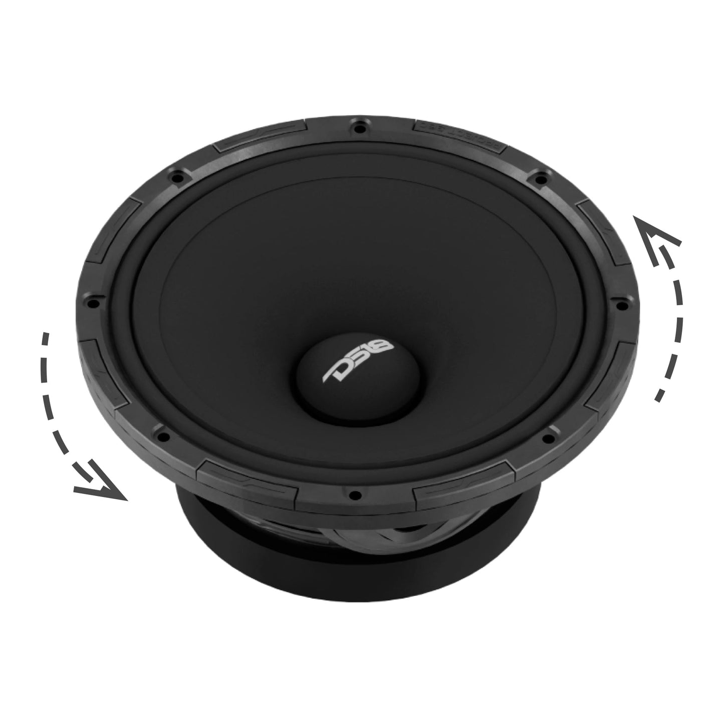 DS18 PROJECT360 Altavoz medio alto de alta sensibilidad de 8 pulgadas - 300 W RMS 4 ohmios - Diseño giratorio de Recone para una reparación rápida