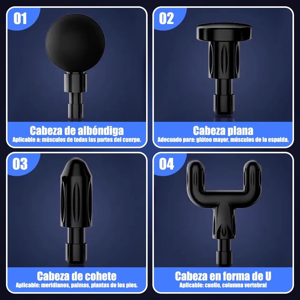 Pistola de Masaje Muscular con 4 Cabezas, Masajeador Portatil Muscular Mini Masajeador de Tejido Profundo Ajustables Massage Gun, Masaje Profesional Para Musculos, Ligamentos y Tejidos, Carga USB(Verde)