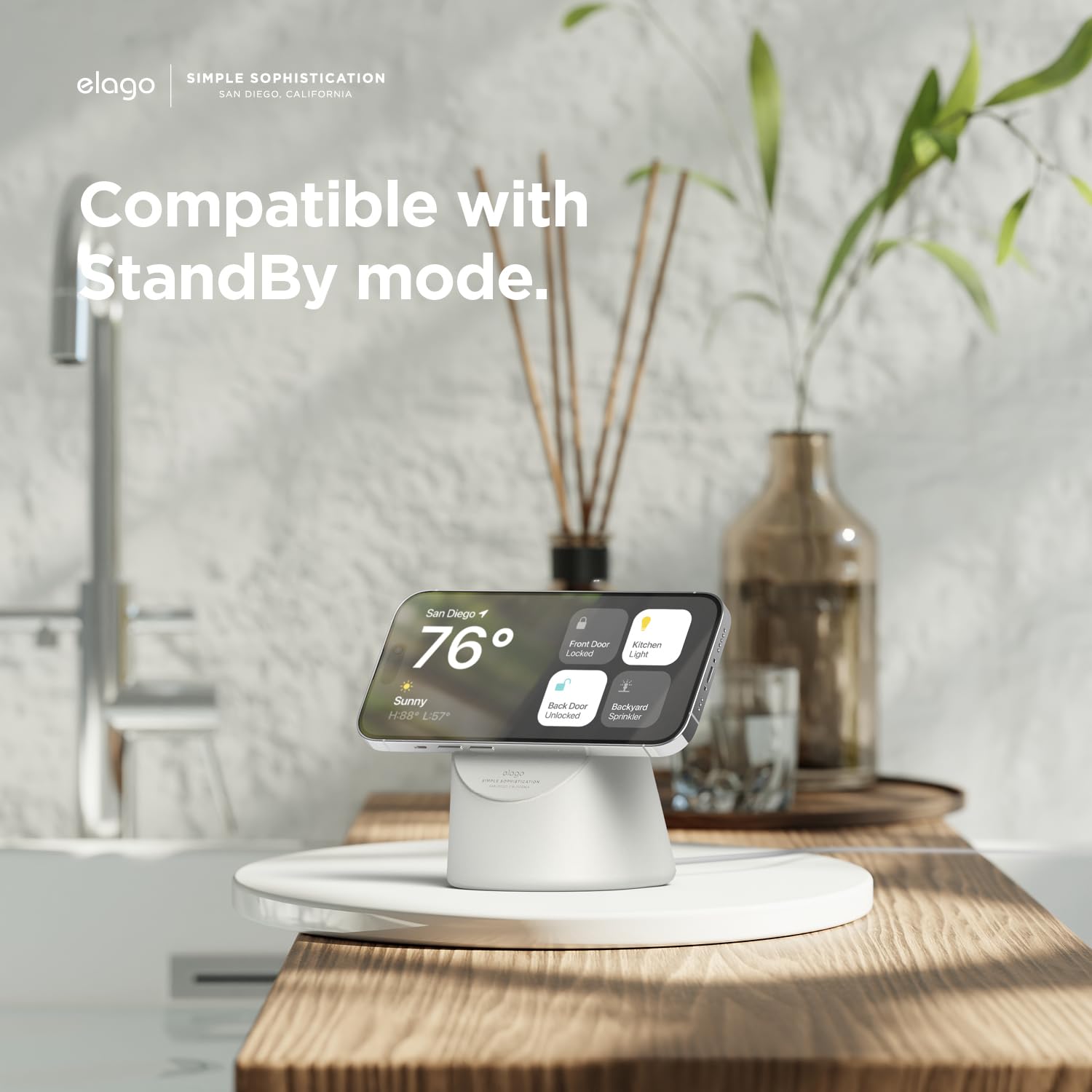 Soporte de Carga elago MS1 Piedra Silicona Premium Compatible con Magsafe para iPhone Serie 15, 14, 13, 12
