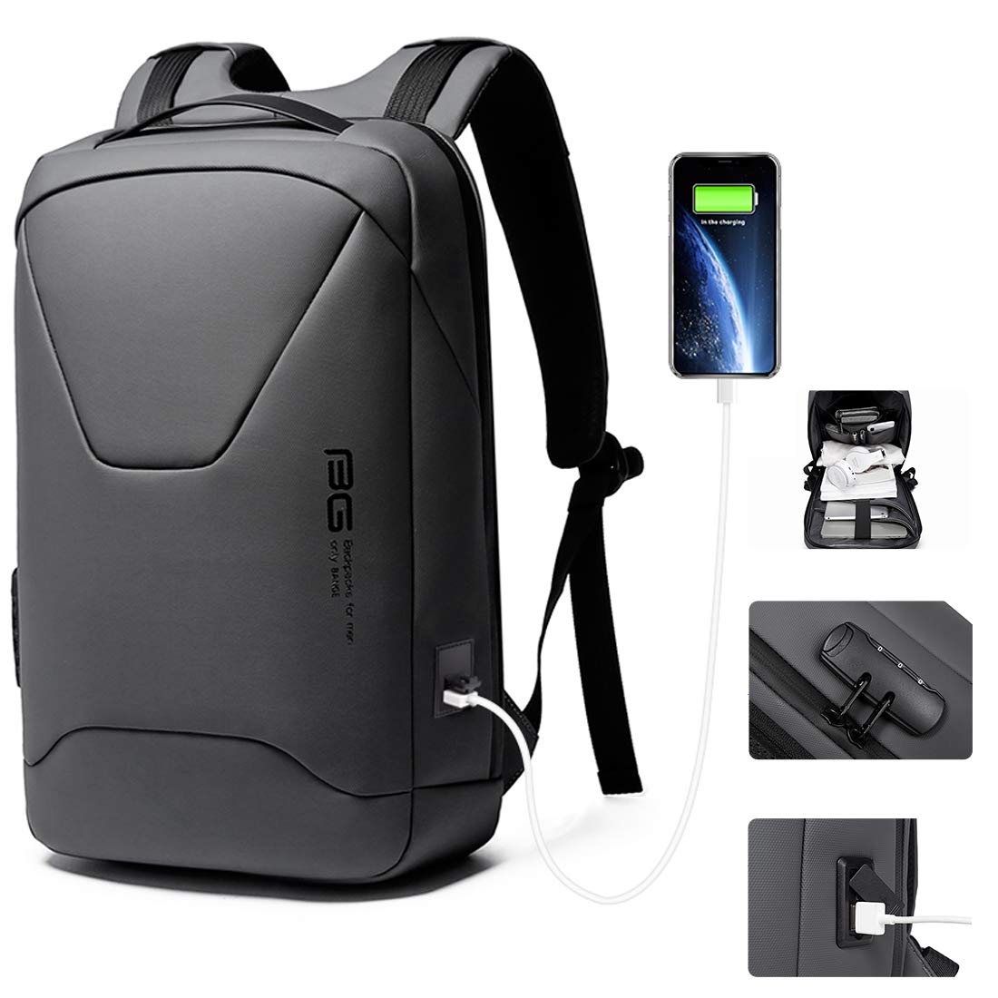 Mochila Bange Gris 35L Ergonomía Transpirable para Portátil y Viajes