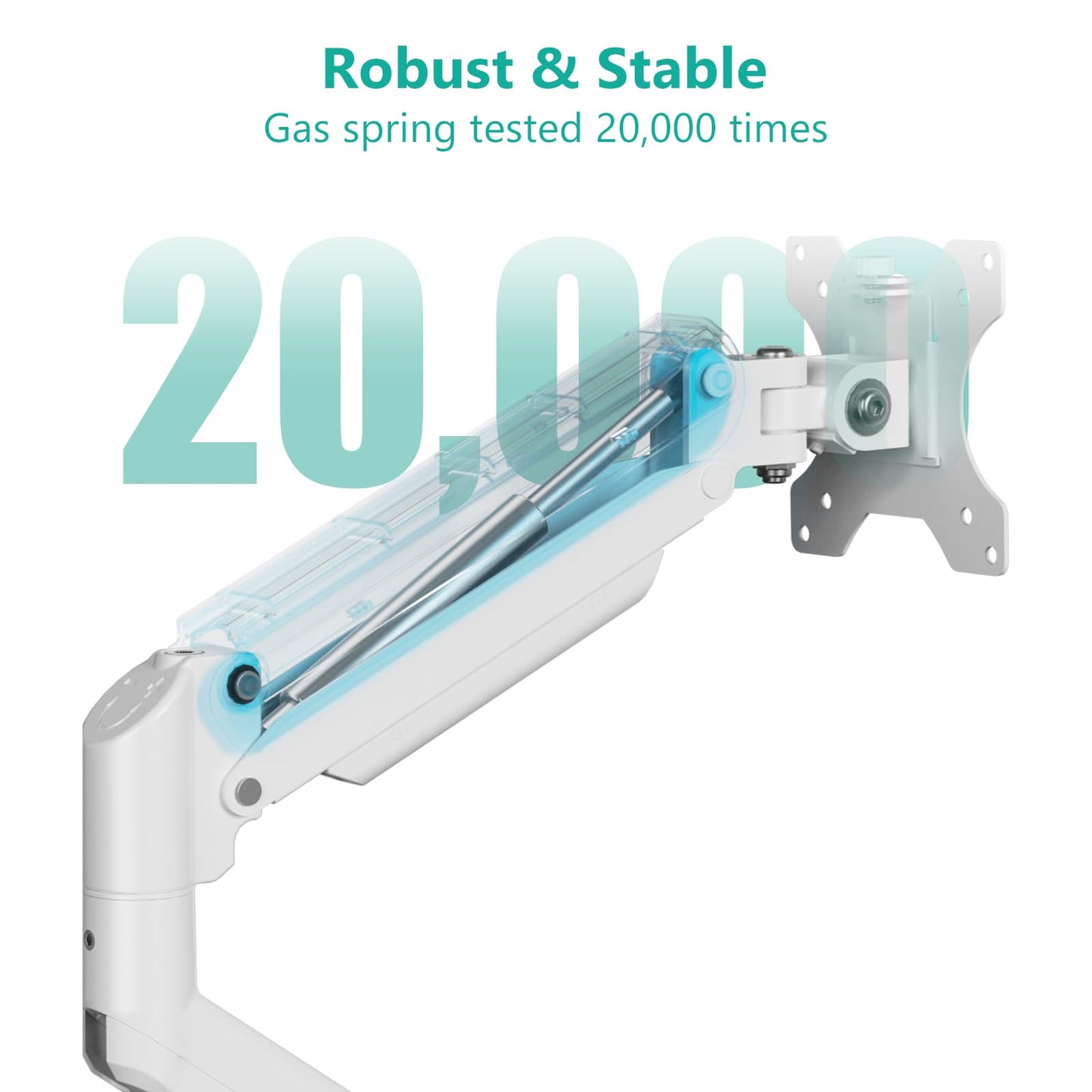 Soporte para Monitor WALI Blanco con Resorte de Gas Ergonómico Ajustable para Monitores hasta 34 Pulgadas y 12 kg