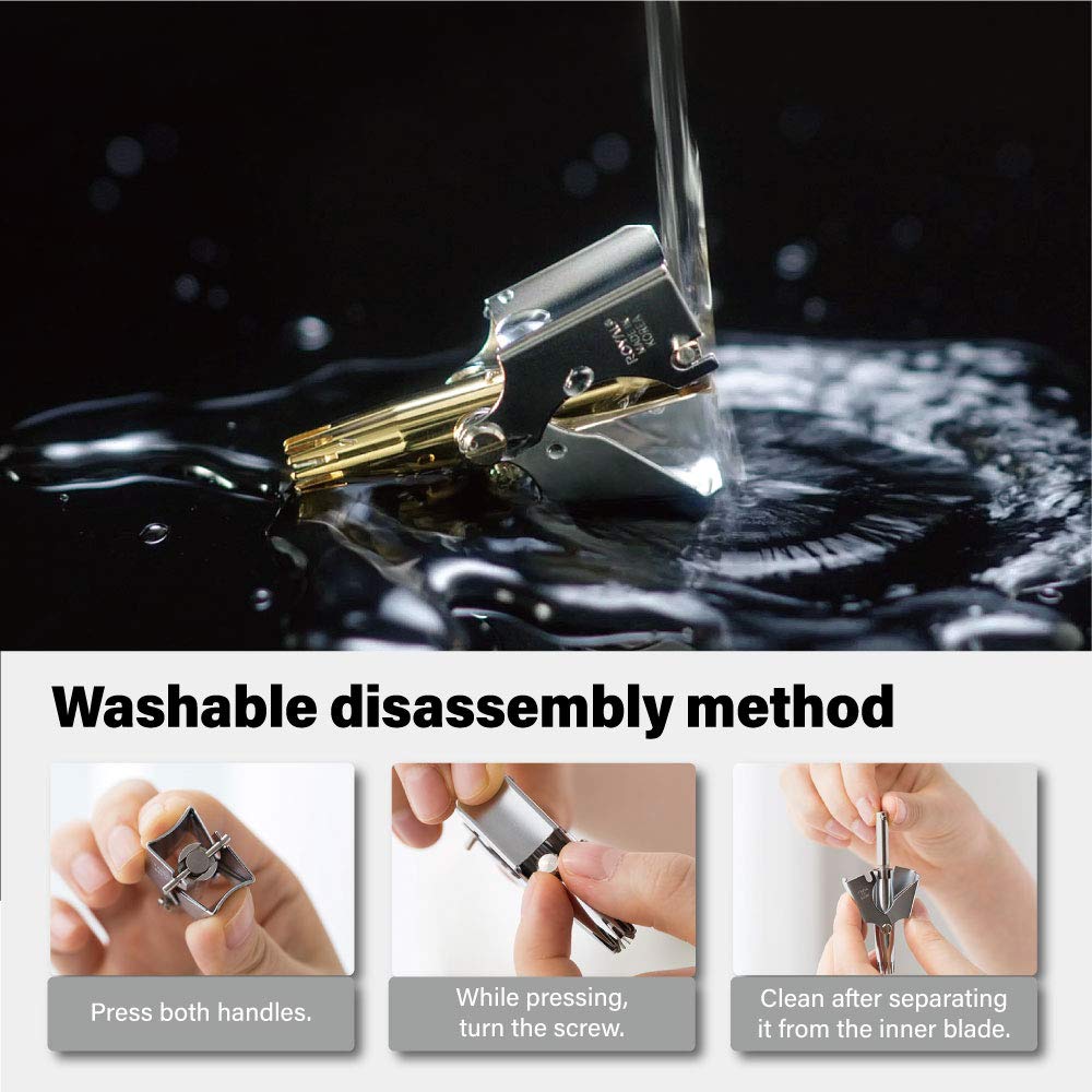 [Made in Korea] Real Gold - Recortadora de pelo para hombre, "Golden Birdie", sin alergias, manual, sin batería, impermeable, sin dolor con doce cuchillas de doble filo, mecanismo patentado ET-4PG