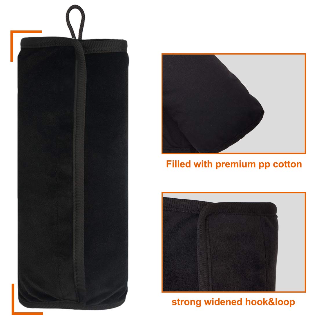 COOLBEBE - Almohada para cinturon de seguridad para ninos, extra suave, almohada de viaje para cuello y hombro en el coche, almohadilla universal para asiento de coche para ninos, bebes, adultos, color negro