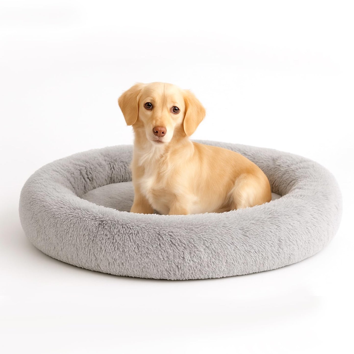 Cama para Mascotas PET TO BED Light Grey Redonda Esponjosa y Cómoda Antiestrés Tamaño Pequeño
