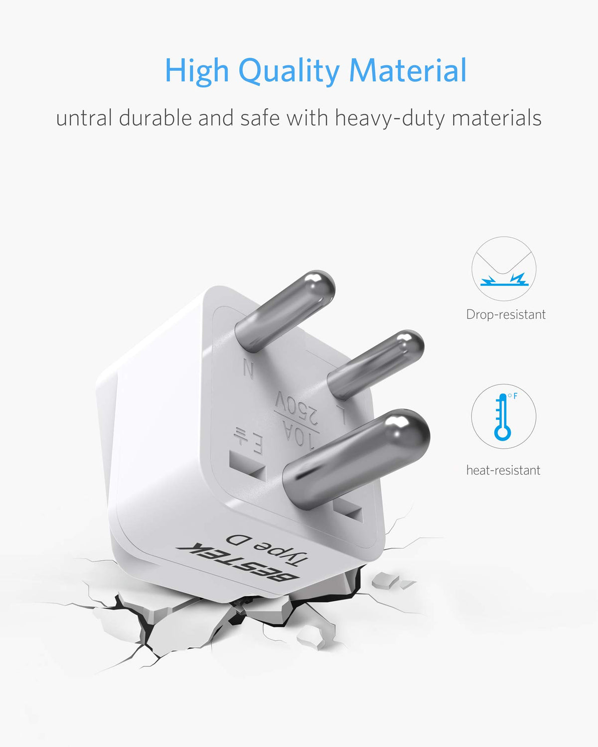 Adaptador Universal de Enchufe de Viaje BESTEK India Paquete de 3
