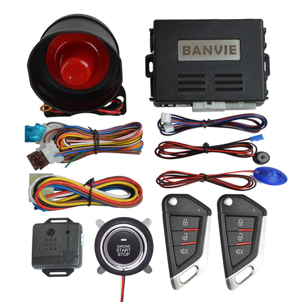 Sistema de Alarma de Coche BANVIE Negro con Arranque Remoto y Botón de Encendido