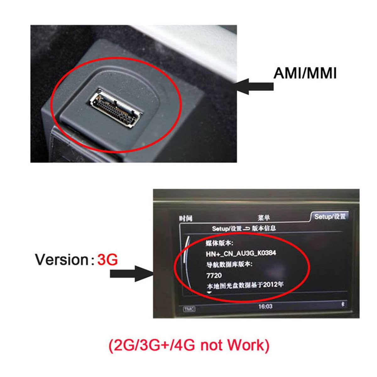 Adaptador Unidad Flash USB AUX YC° CY para Coche VW Audi 2014 A4 A6 Q5 Q7