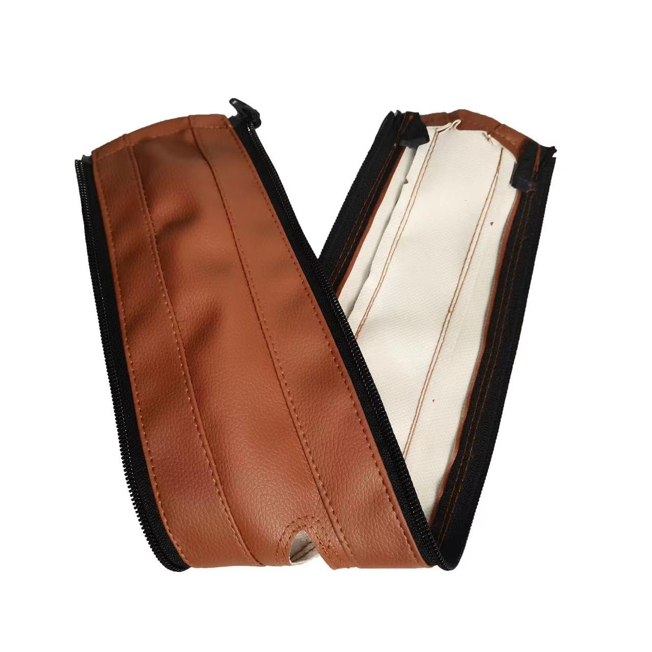 Funda de Piel Sintética MINILUJIA Café Claro con Cierre Extraíble para Manubrio Compatible con Asientos de Coche y Cochecitos Doona