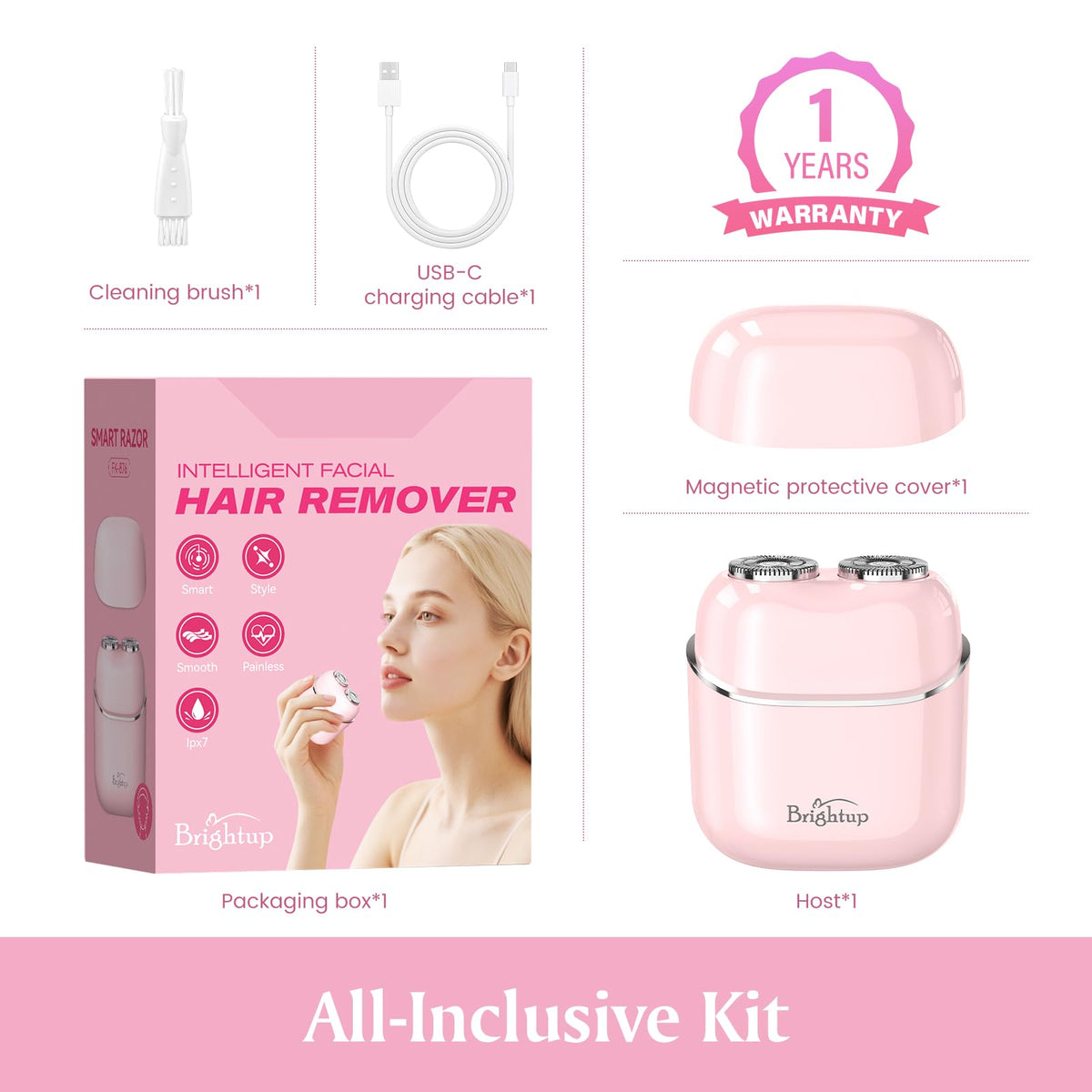 Brightup Maquinilla de afeitar facial para mujer, depiladora facial para melocotón fuzz labios cara