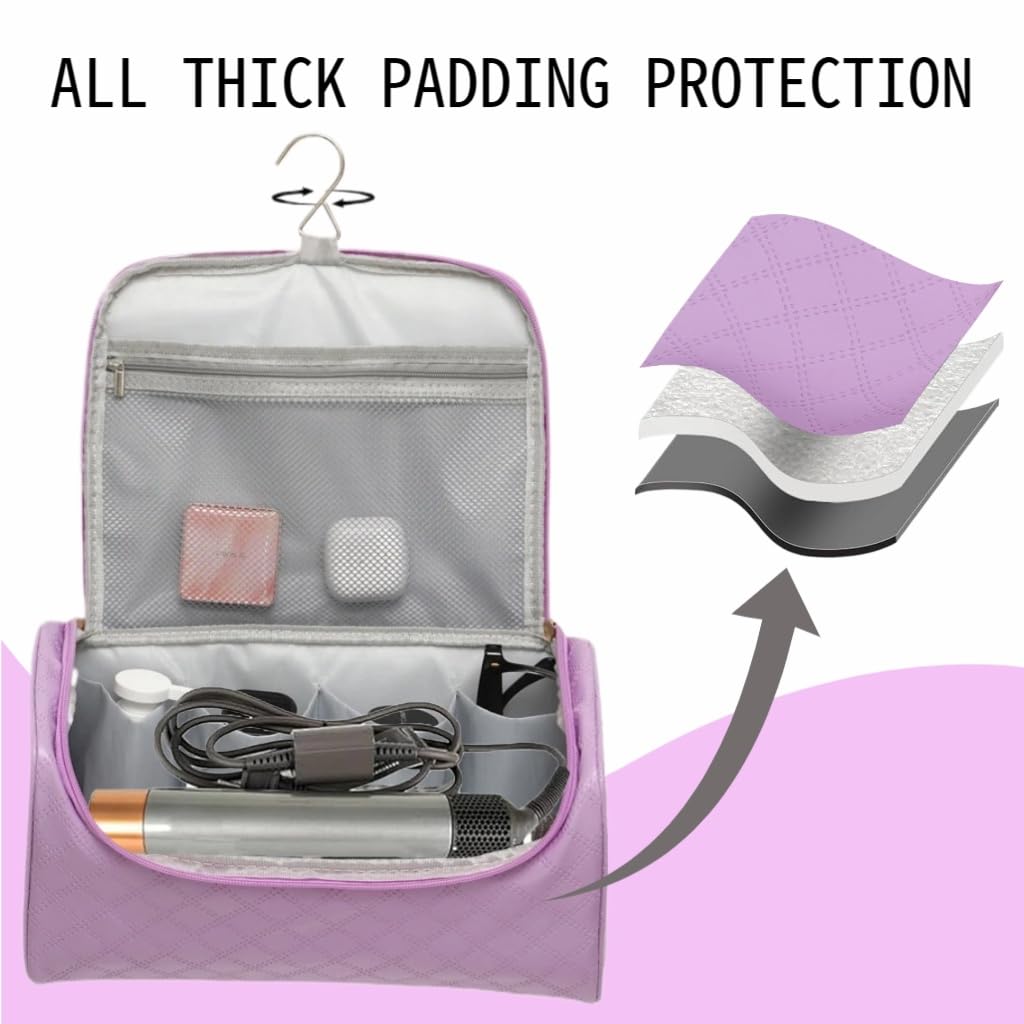 Dongawin - Funda de viaje de piel de alta calidad para airwrap dyson y shark secador de pelo, impermeable y fácil de limpiar con acolchado suave de 360°, bolsa de viaje ligera para herramientas de