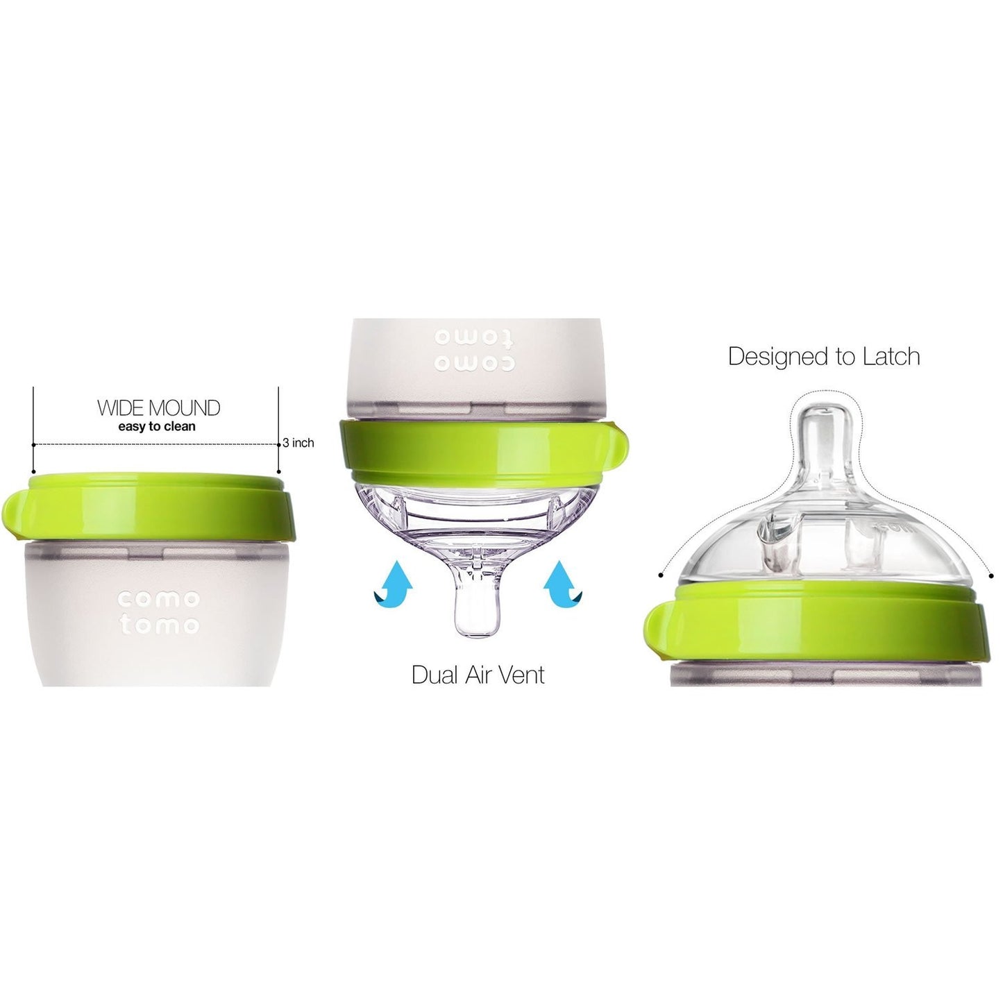 Comotomo Natural Feel Bundle - 3 Items: 5 Ounce Baby Bottles Green by Comotomo