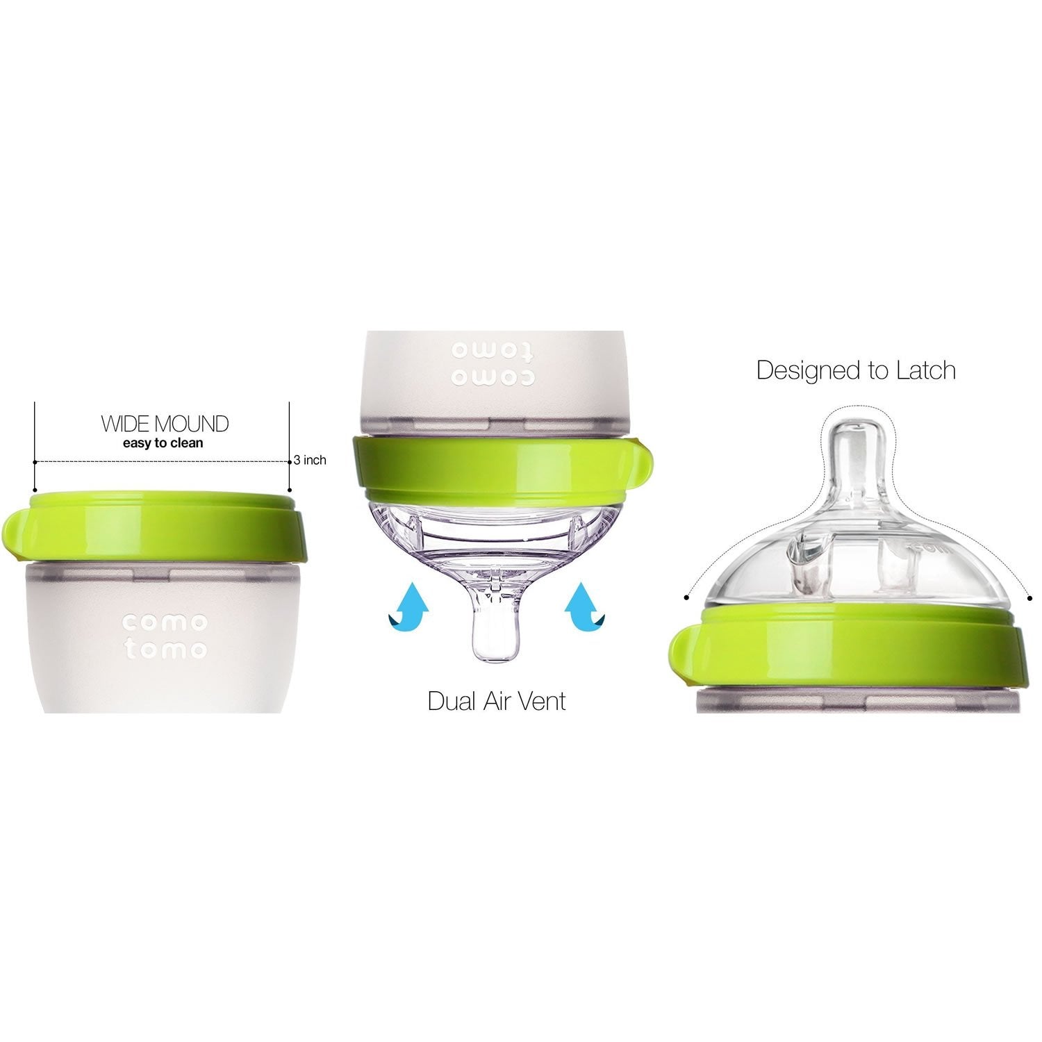 Comotomo Natural Feel Bundle - 3 Items: 5 Ounce Baby Bottles Green by Comotomo