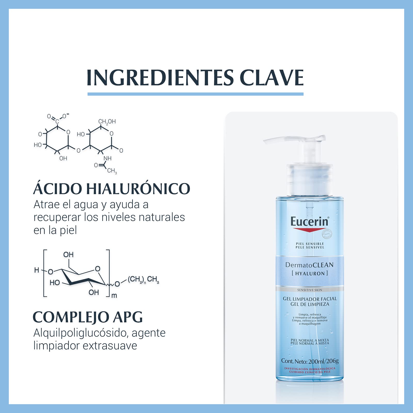 Eucerin Protector solar facial efecto mate toque seco Oil Control, 50 ml + Gel Limpiador Facial DermatoClean para piel normal a mixta, 200ml, empaque puede variar