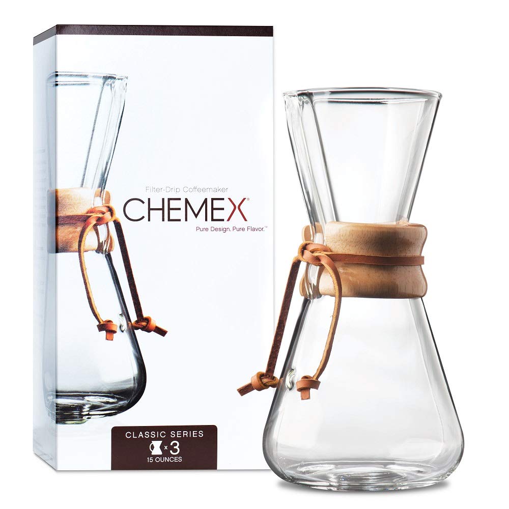 Chemex Cafetera de vidrio, Classic, Transparente, 3 Tazas, 1