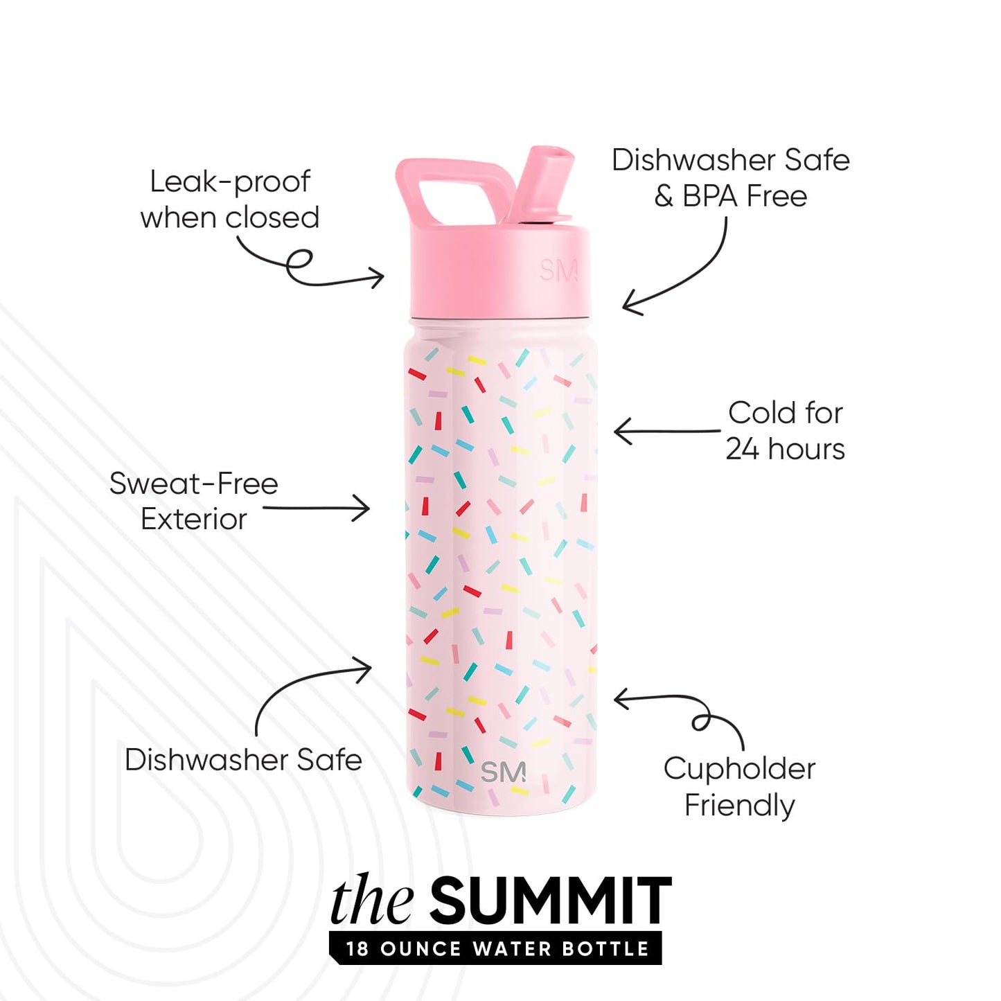 Botella de Agua Simple Modern Confetti Aislada Acero Inoxidable Summit para Niños y Niñas