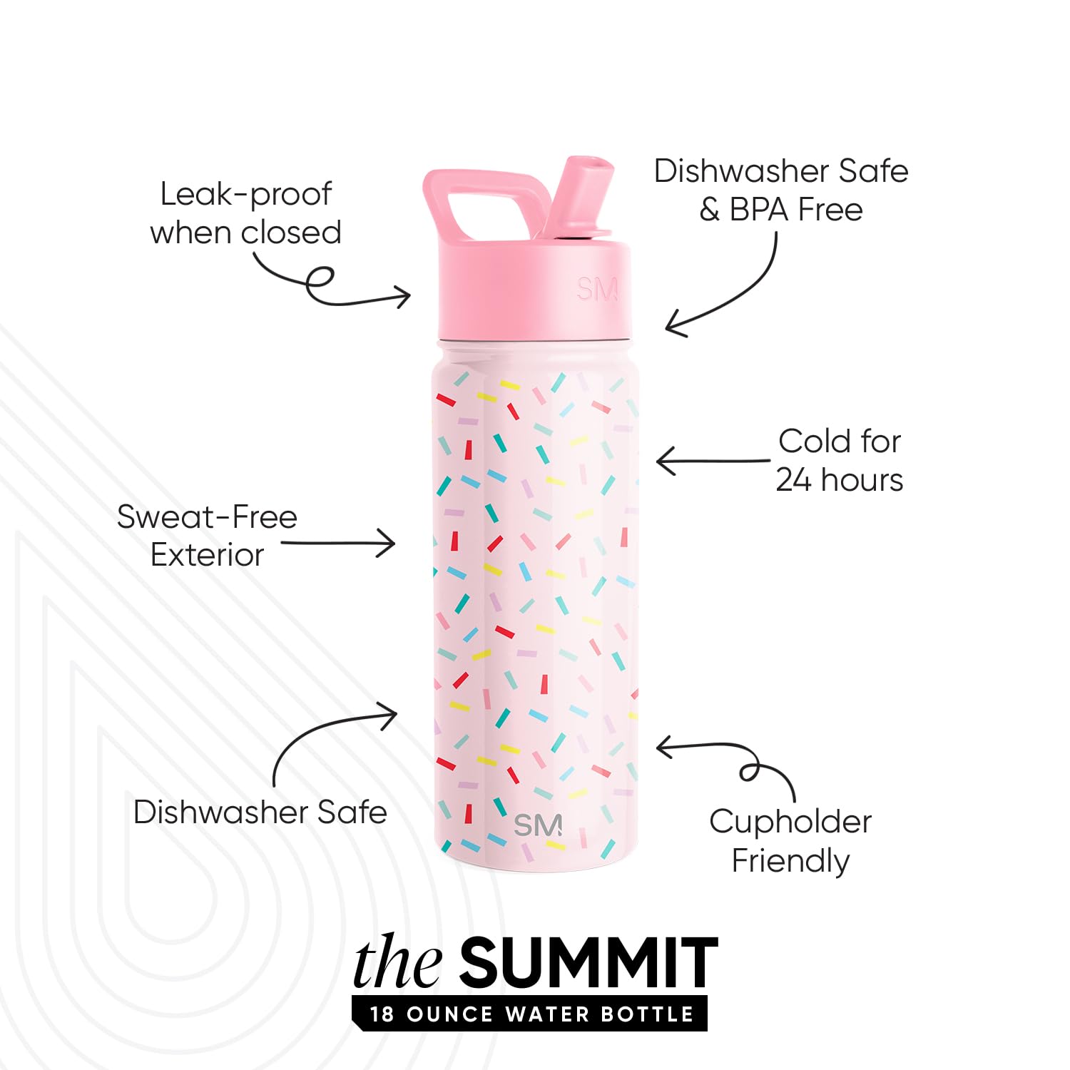 Botella de Agua Simple Modern Confetti Aislada Acero Inoxidable Summit para Niños y Niñas