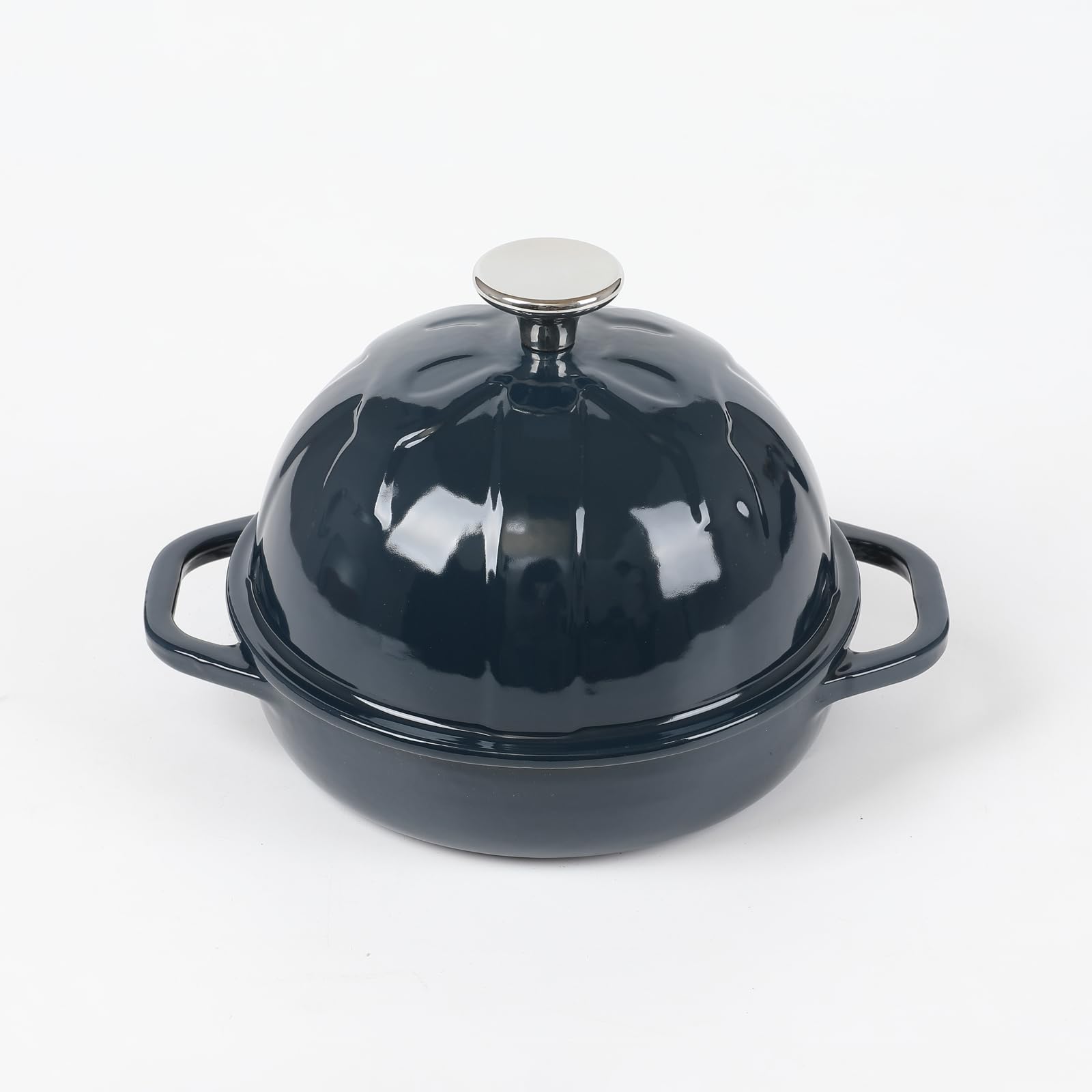 HAWOK - Cloche de pan de hierro fundido, diámetro 6.3 pulgadas/16 cm, 0.57 cuartos de galón, molde esmaltado azul marino