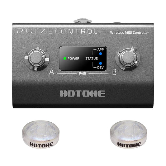 HOTONE - driver MIDI inalámbrico con interruptores de pie programables, aplicación móvil ultracompacto de 12 horas con control de pulze EC-2 (incluye 2 protectores de pedal adicionales)