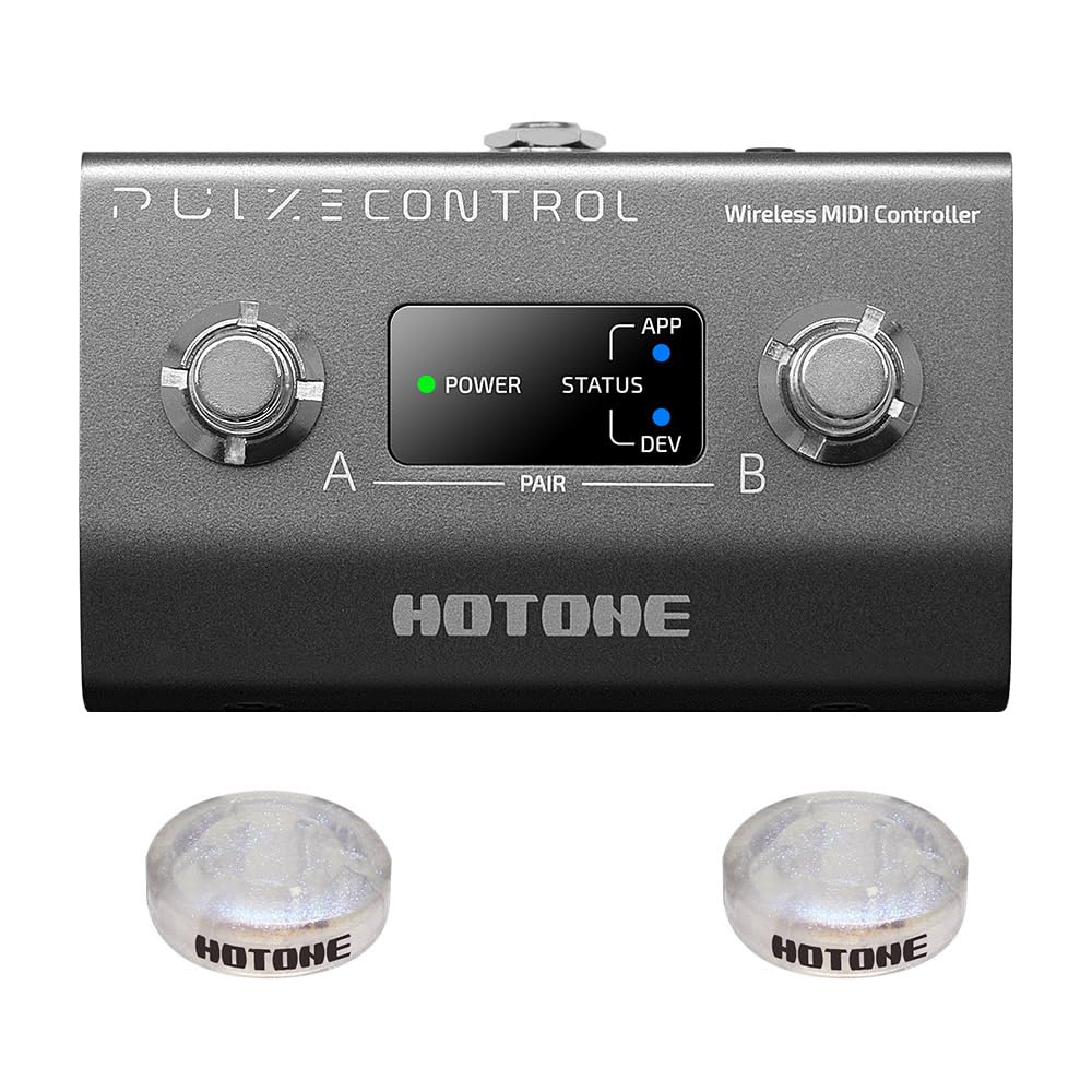 HOTONE - driver MIDI inalámbrico con interruptores de pie programables, aplicación móvil ultracompacto de 12 horas con control de pulze EC-2 (incluye 2 protectores de pedal adicionales)
