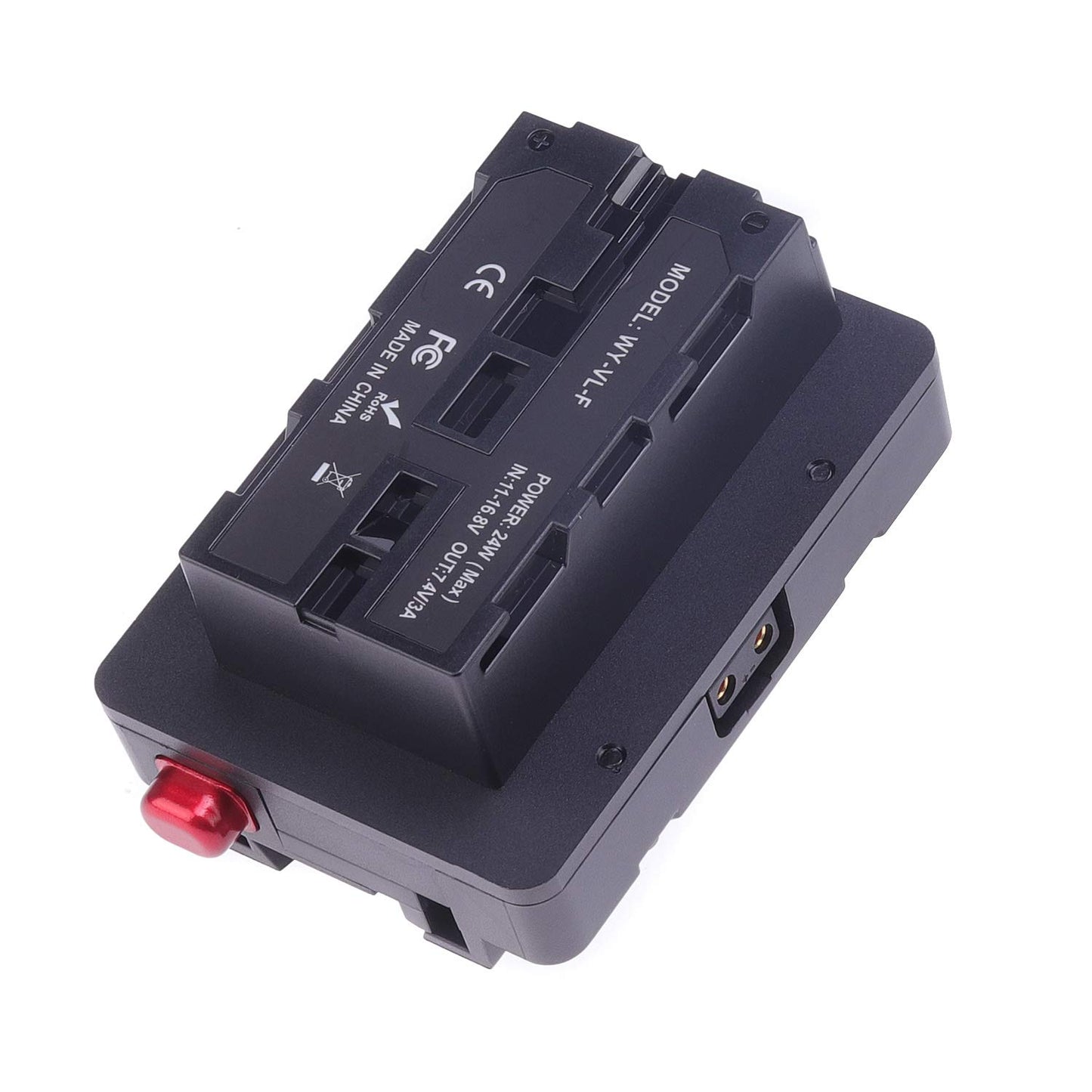 Hersmay V-Lock D-Tap - Placa de batería Adaptador V para batería NP-F NP-F550 NP-F570 NP-F750 NP-F960 NP-F970, Salida D-Tap para cámara Monitor, luz LED