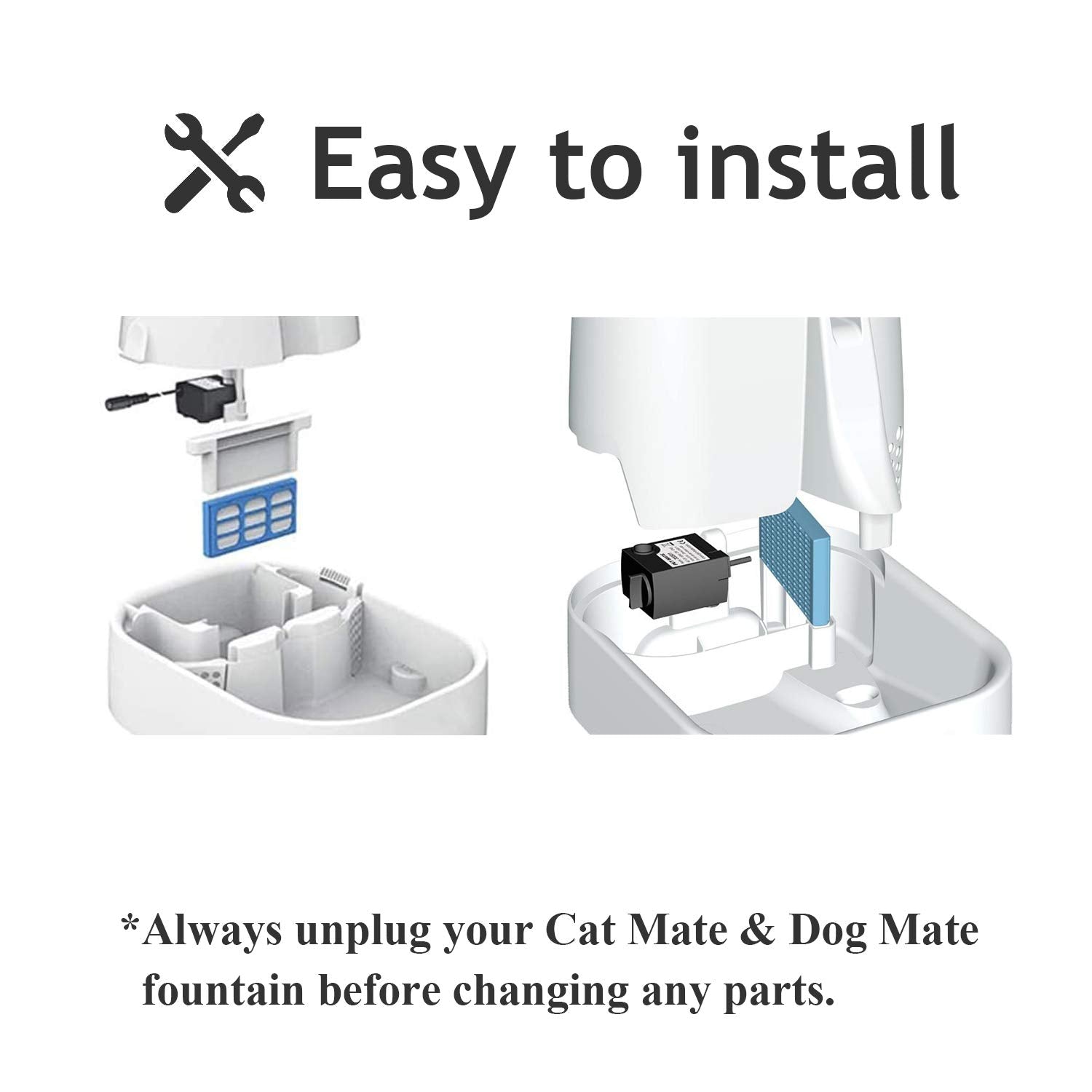 Filtro de fuente de agua para gatos, paquete de 12 compatibles con cartuchos de repuesto para mascotas Cat Dog Mate