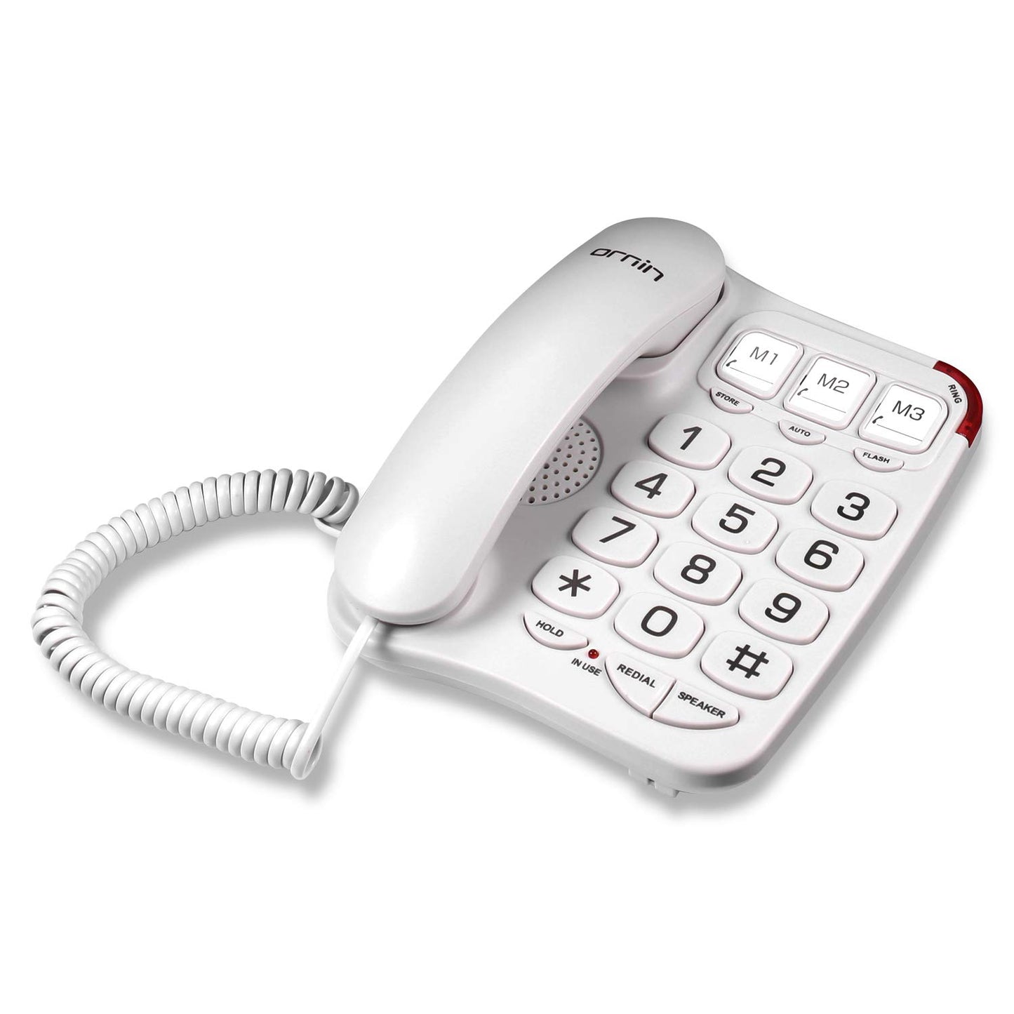 Ornin S016+ - Teléfono con cable de botón grande con altavoz, teléfono de computadora solo (blanco)