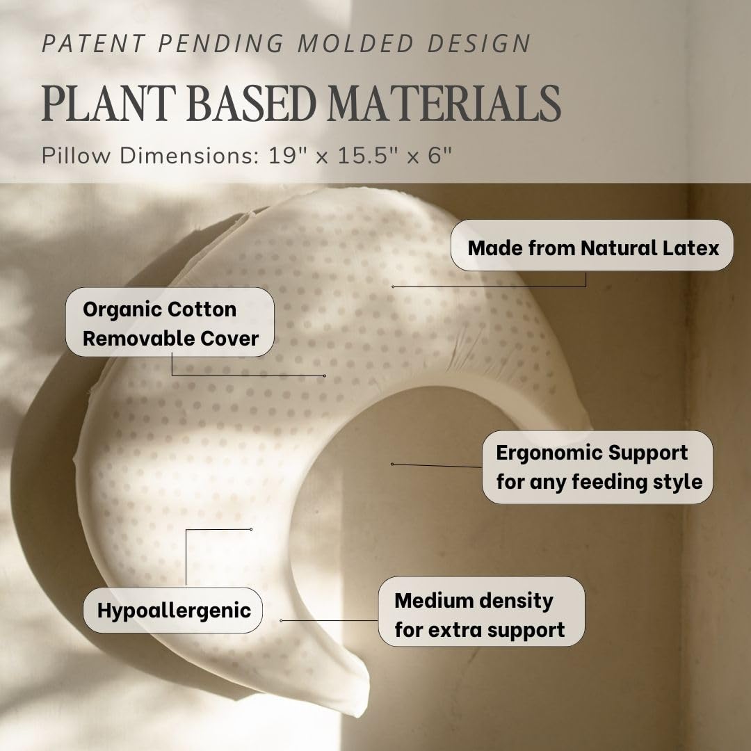 Butterr - Almohada natural para lactancia materna, soporte de lactancia y postura, cojín a base de plantas con funda extraíble de algodón orgánico (natural)