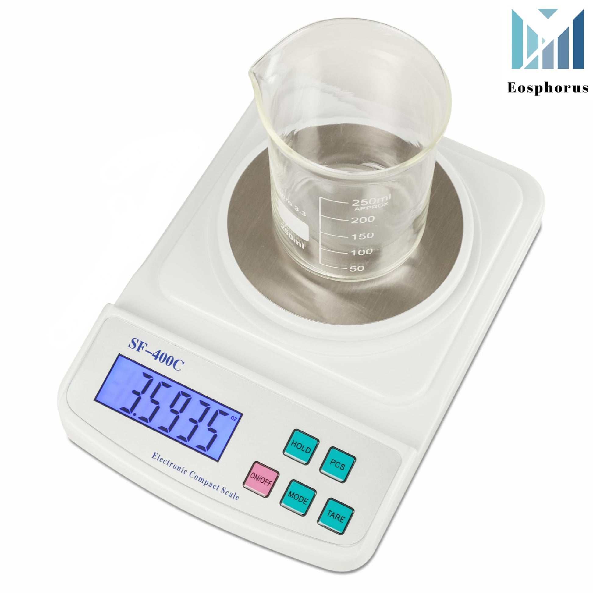 Eosphorus Báscula Electrónica Portátil Ciencia Báscula de Pesaje Balanza Digital Laboratorio Química Báscula Analítica Precisión 0,01 g - Onzas y Gramos