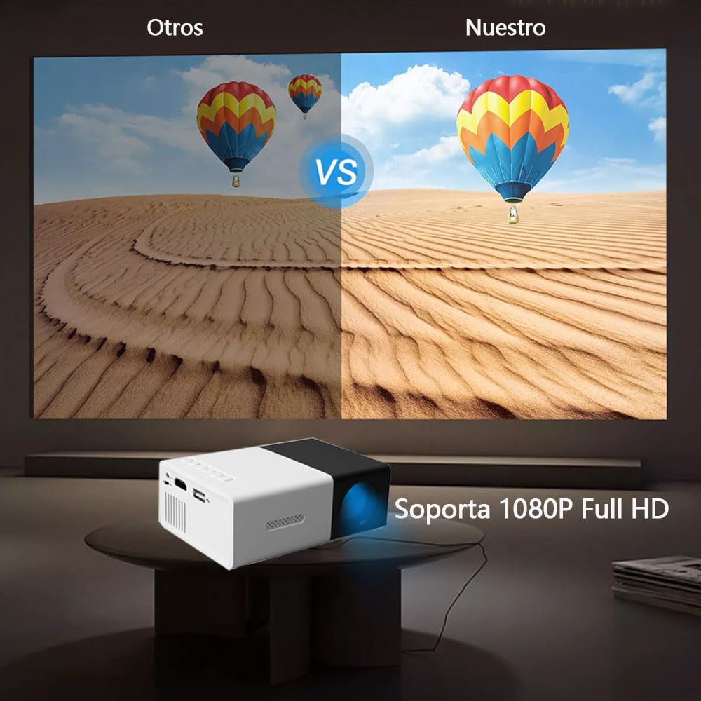 Mini Proyector HD Portátil WiFi soporte 1080P para Cine en Casa y al Aire Libre