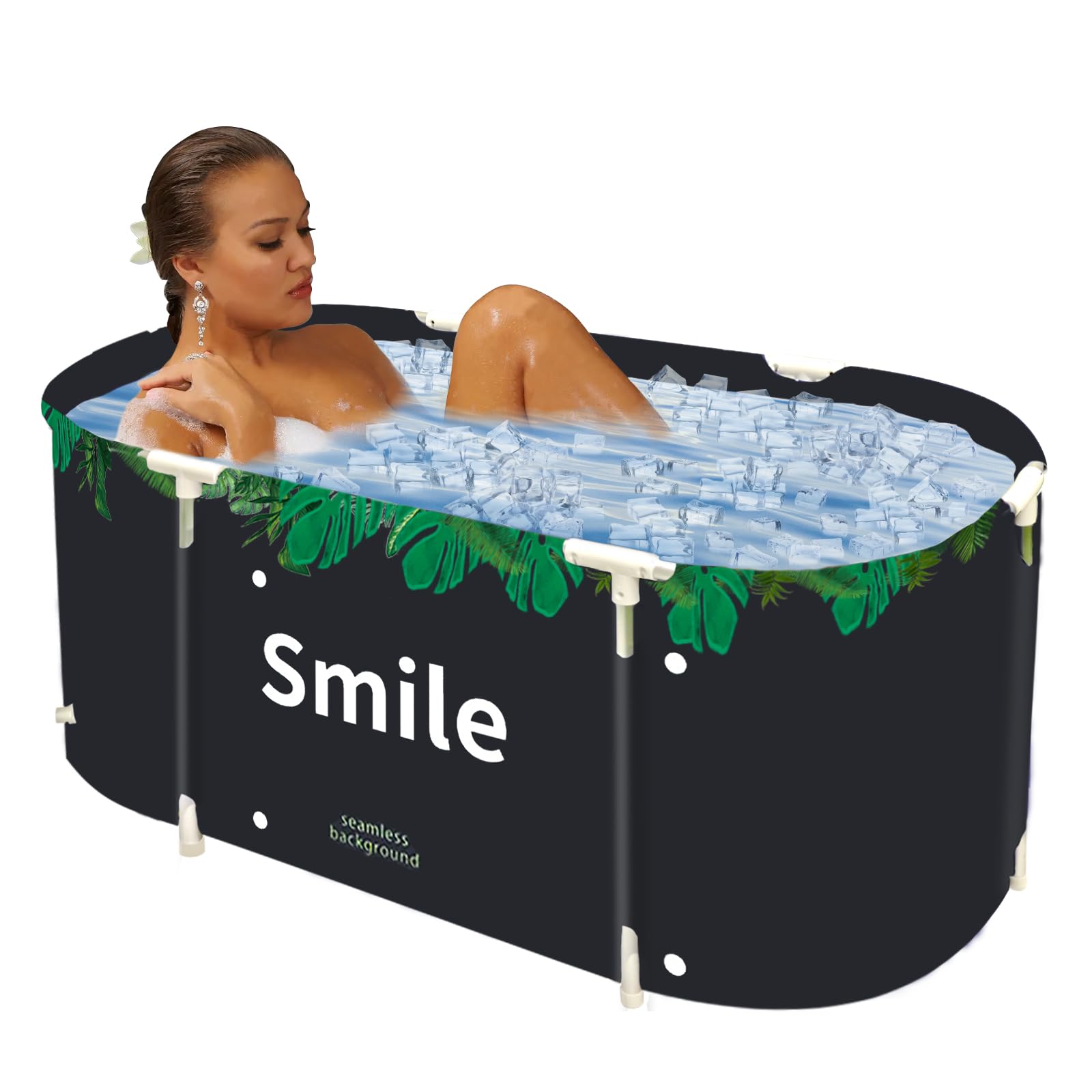 Bañera plegable portátil para remojar la bañera, ecológica, para ducha (hoja verde)