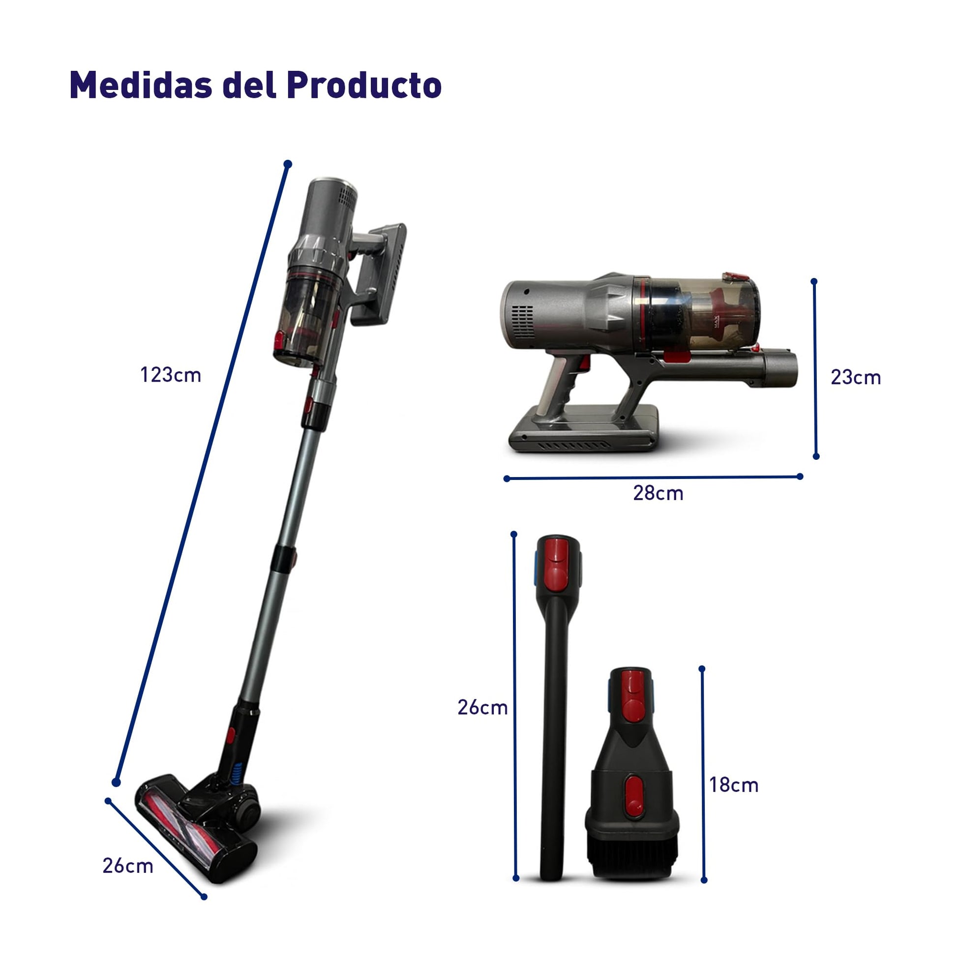 Bluelander Aspiradora Inalámbrica 150 W, Aspiradora de Mano con Tanque 0.55 L, Cabezal LED y Tubo Retráctil, Aspiradora para Auto, Hogar y Suelos, Ligera y Recargable