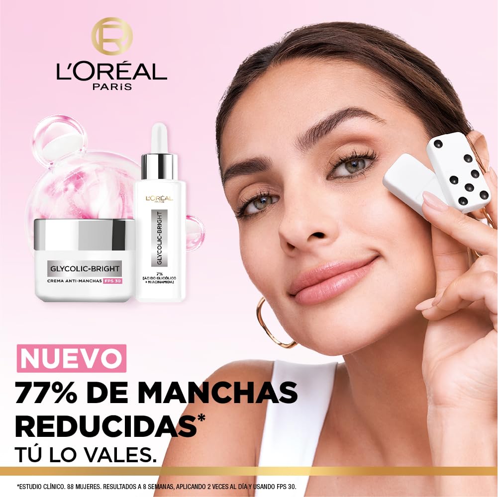 L'Oréal Paris Kit Duo Anti-manchas Serum y crema día Glycolic Bright con Ácido Glicólico y Niacinamida