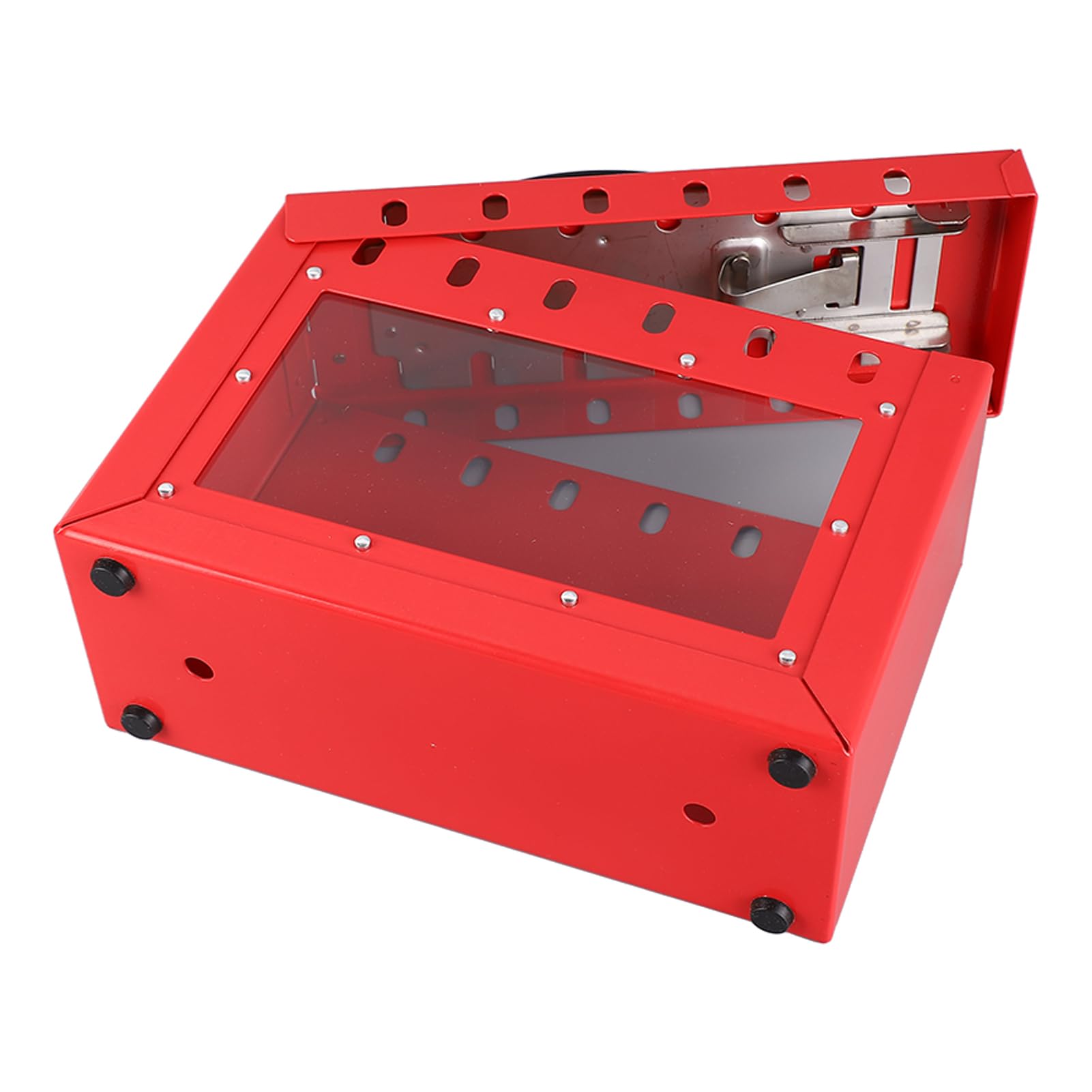 DAUZ Caja de Seguridad de Hierro Rojo con Ventana Transparente y Gestión de Grupos