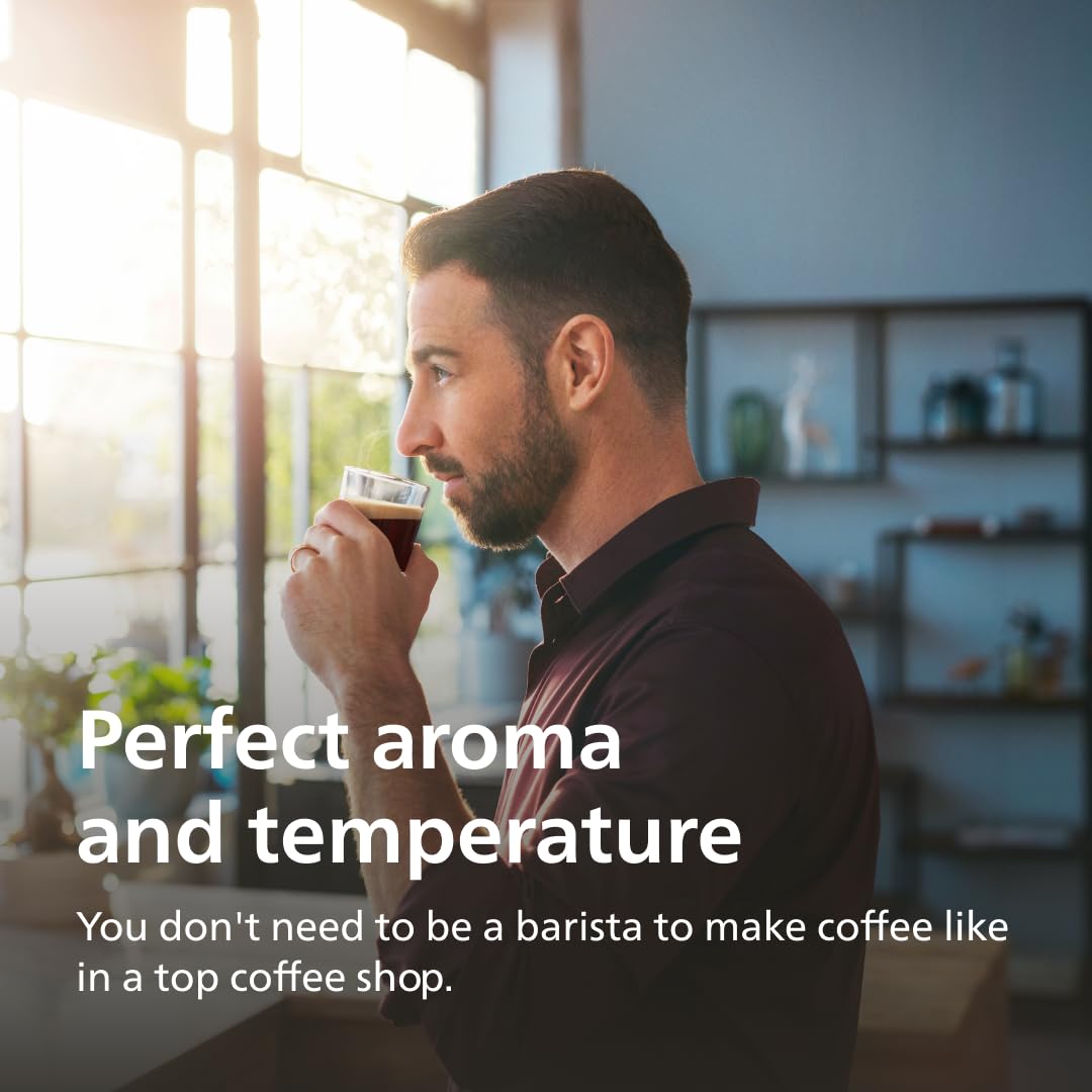 Máquina Espresso Automática Philips Serie 3300 Cromo Negro con Pantalla Táctil y Espumador Clásico de Leche