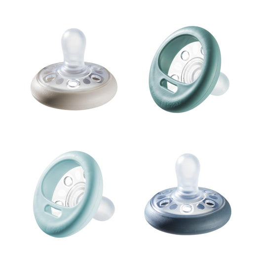 Chupón Tommee Tippee que simula el pecho materno, textura similar a la piel, diseño simétrico, tetina sin BPA, 6 a 18 meses, 4 unidades