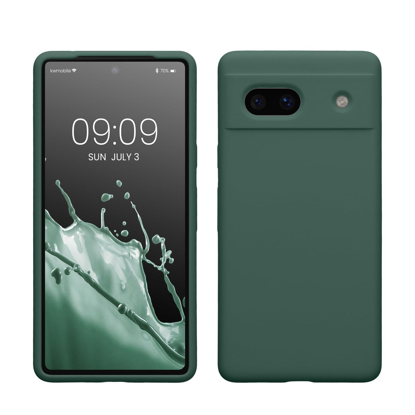 kwmobile Carcasa Compatible con Google Pixel 7a Funda - Case TPU y Silicona antigolpes - Apto Carga inalámbrica - Verde Bosque