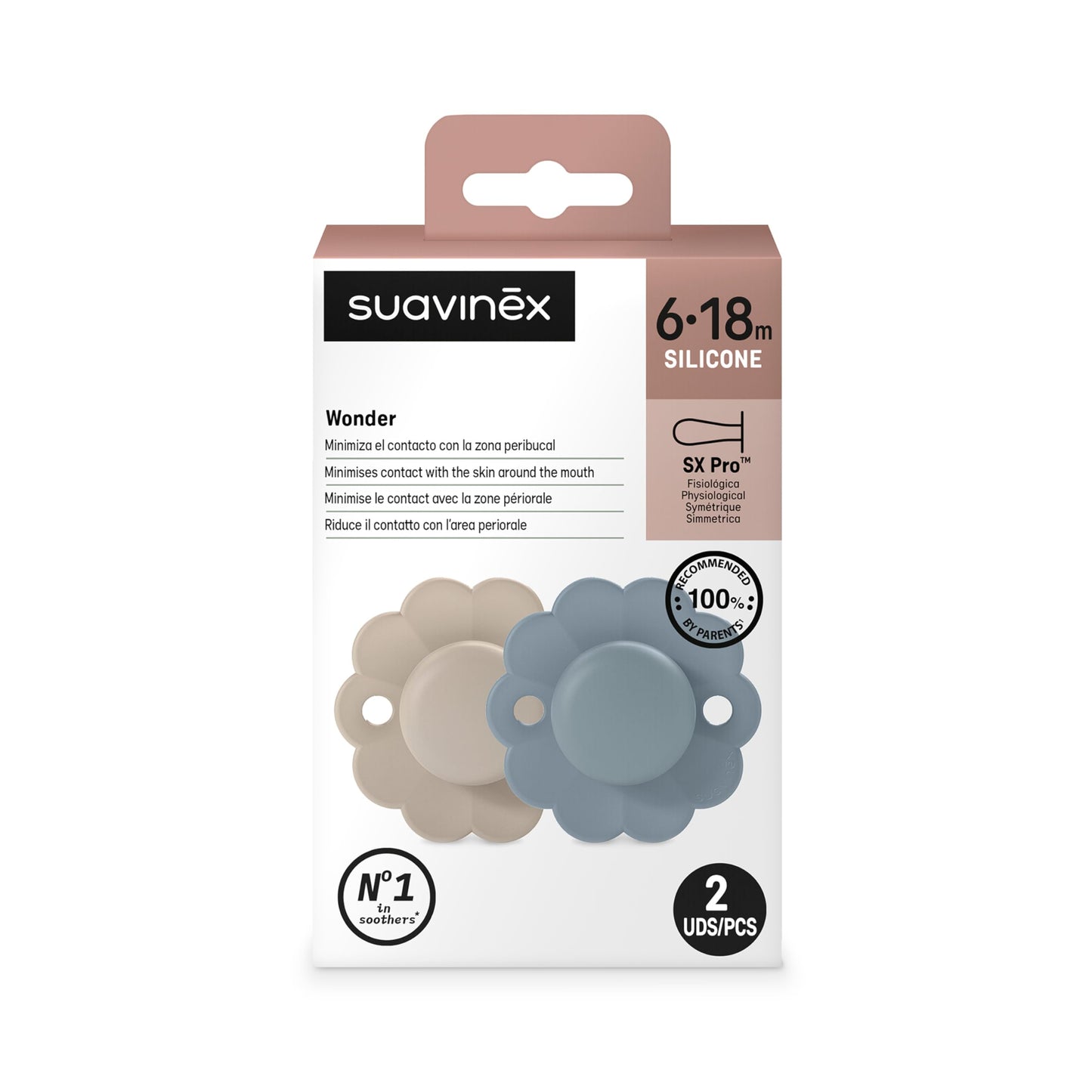 Chupete Silicona Suavinex Azul 6-18 Meses 2 Pack