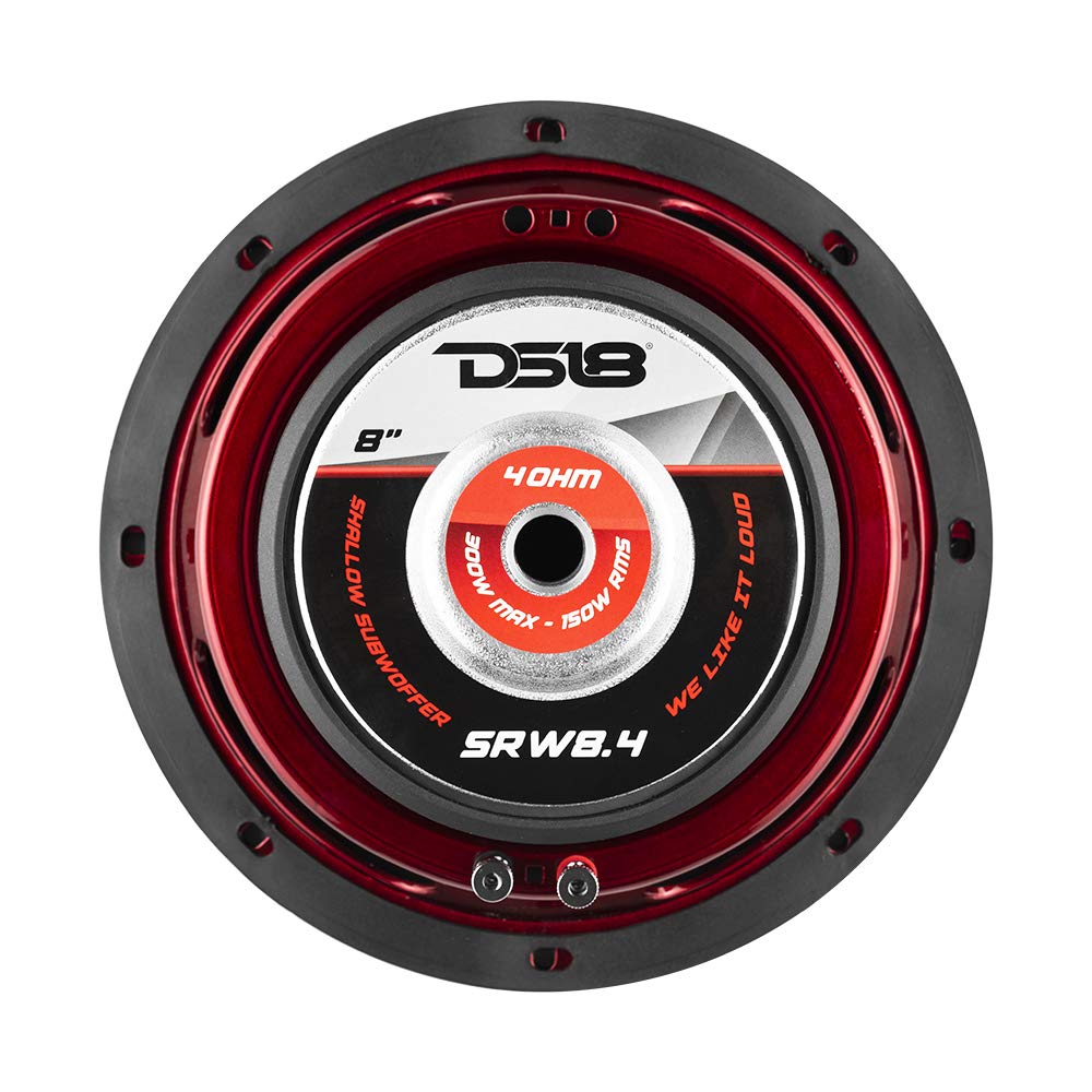 DS18 SRW8.4 8 Subwoofer para automóvil Poco Profundo - 300 vatios, Bobina de Voz única, 4 ohmios (1 Altavoz)