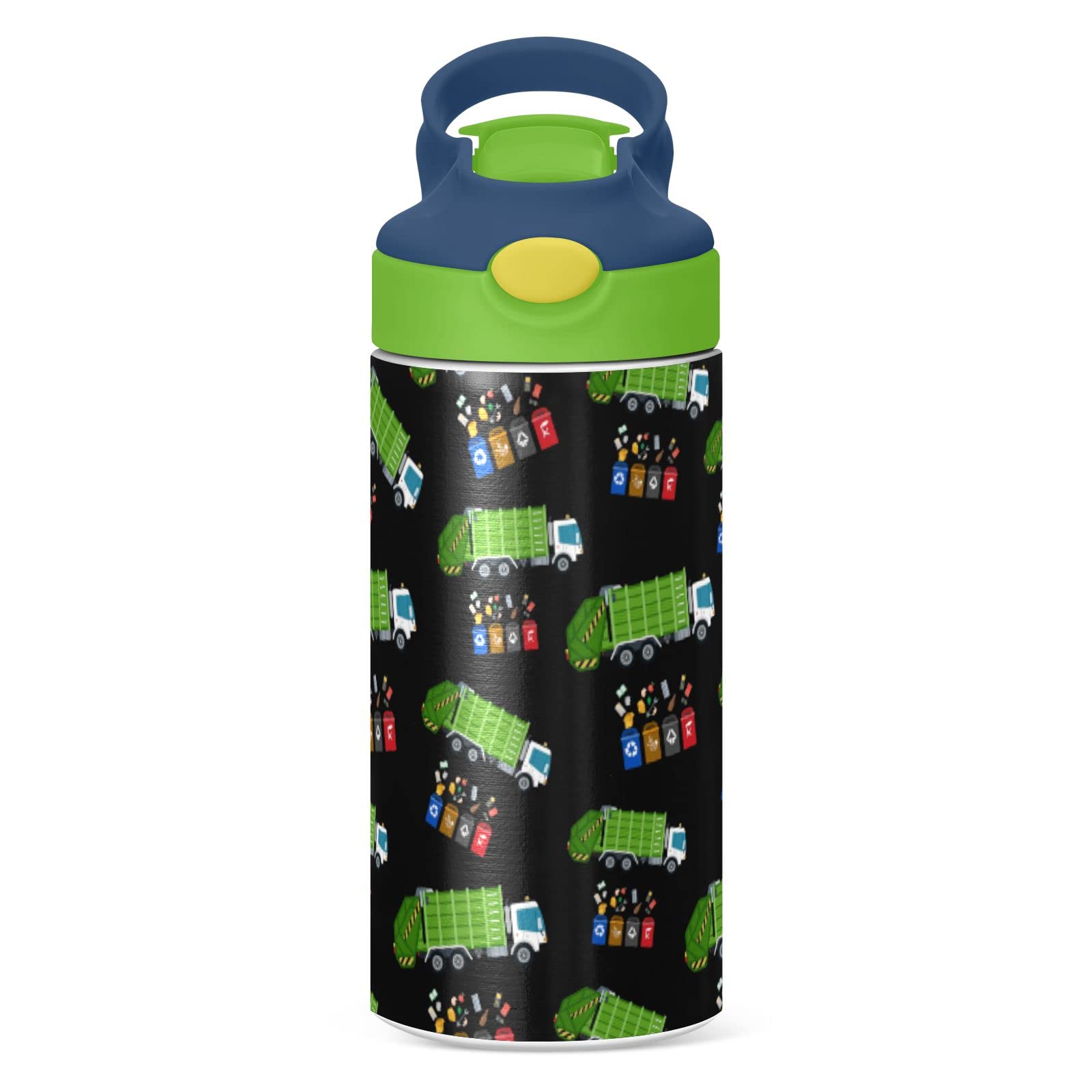 Botella de agua de acero inoxidable para niños, botella de agua aislada al aspiradora de acero inoxidable de 12 onzas para niños y niños, botellas aisladas al aspiradora de doble pared (reciclaje de