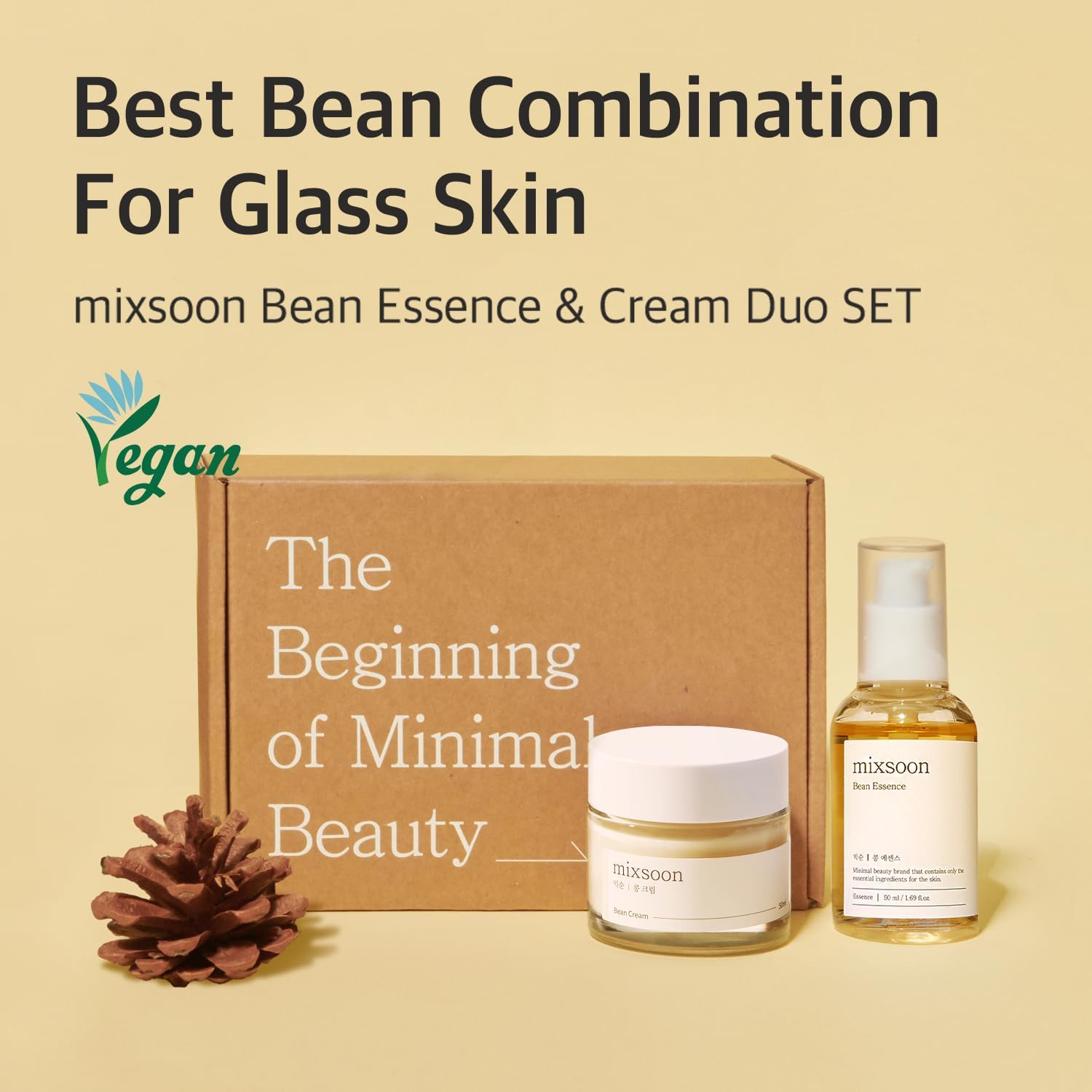mixsoon Set De Crema De Frijoles Y Esencia De Frijoles - Set Especial Para Cuidado Profundo De Los Poros Y Sebo Para Piel Dura Textuerda, Colección De Frijoles (1.69 Fl Oz/50Ml +1.69