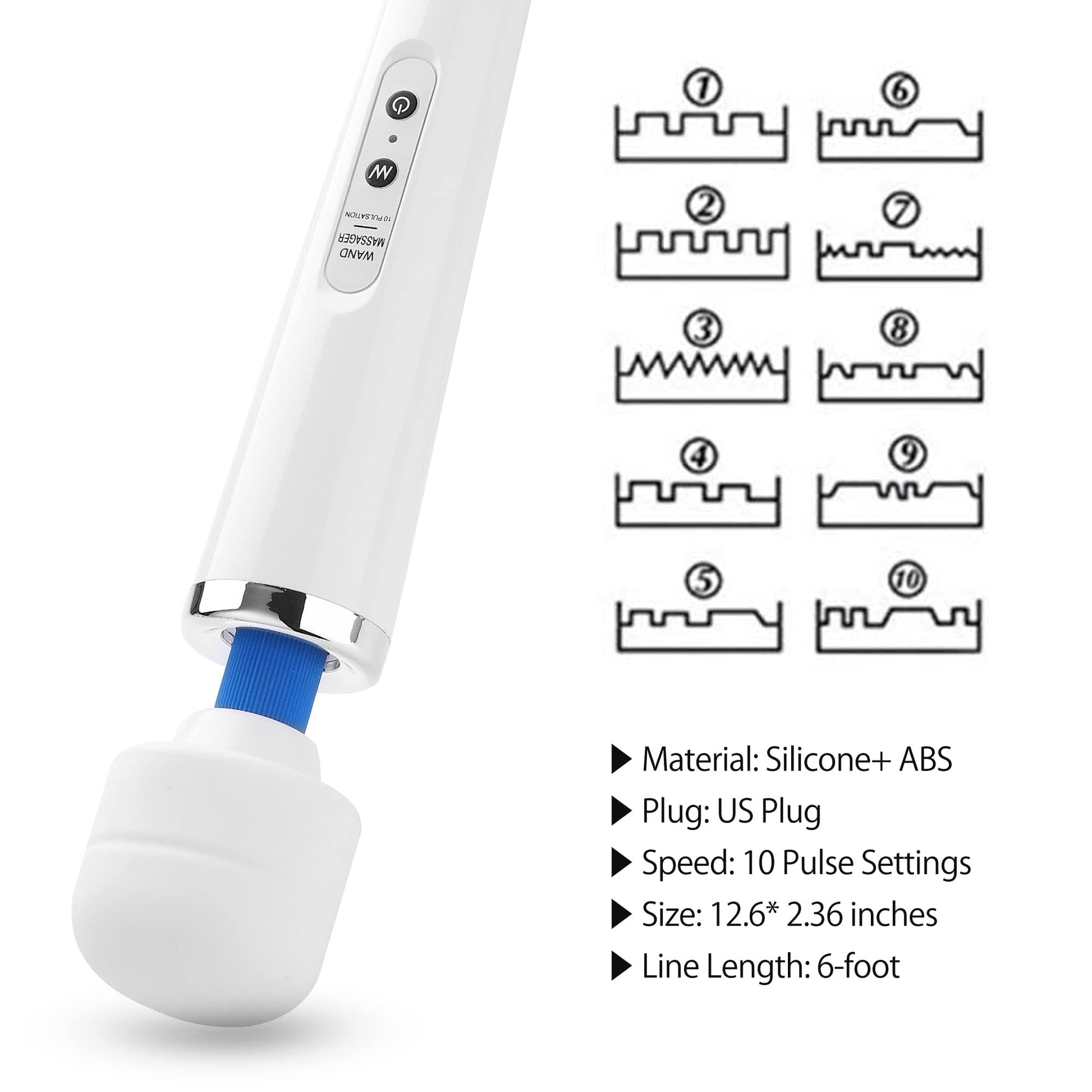Personal Wand Electric Massager with 10 Powerful Magic Vibrations, Handheld Neck Shoulder Back Body Massager Wand Massage for Deep Muscles Pain Relief (Pink)-White