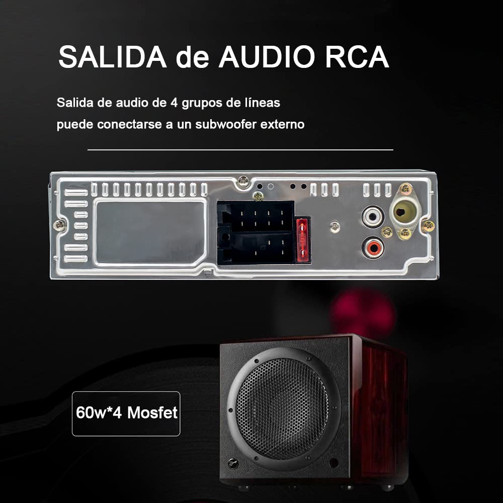 HIMICAR Autoestereo Reproductor Estereo para Automovil MP3, Control por Voz, Dual USB Apoyar AUX/TF/Disco U/FM Bluetooth Estereos con Tarjeta, Llamada Bluetooth + Control Remoto FM