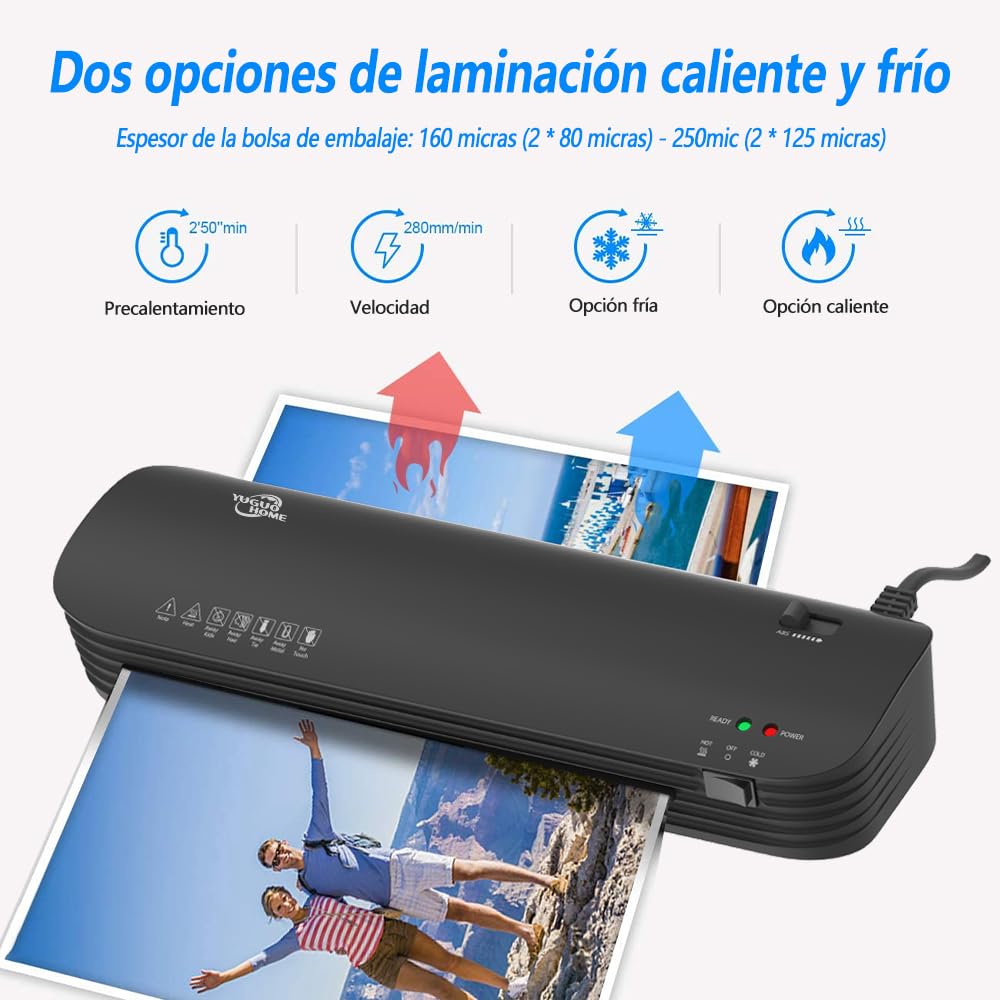 Laminadora Enmicadora Térmica+Cortador de Papel+300 Hojas Laminadoras,6 en 1 Laminador Térmico Personal con Recortadora de Papel y Redondeadora de Esquinas para Casa y Oficina