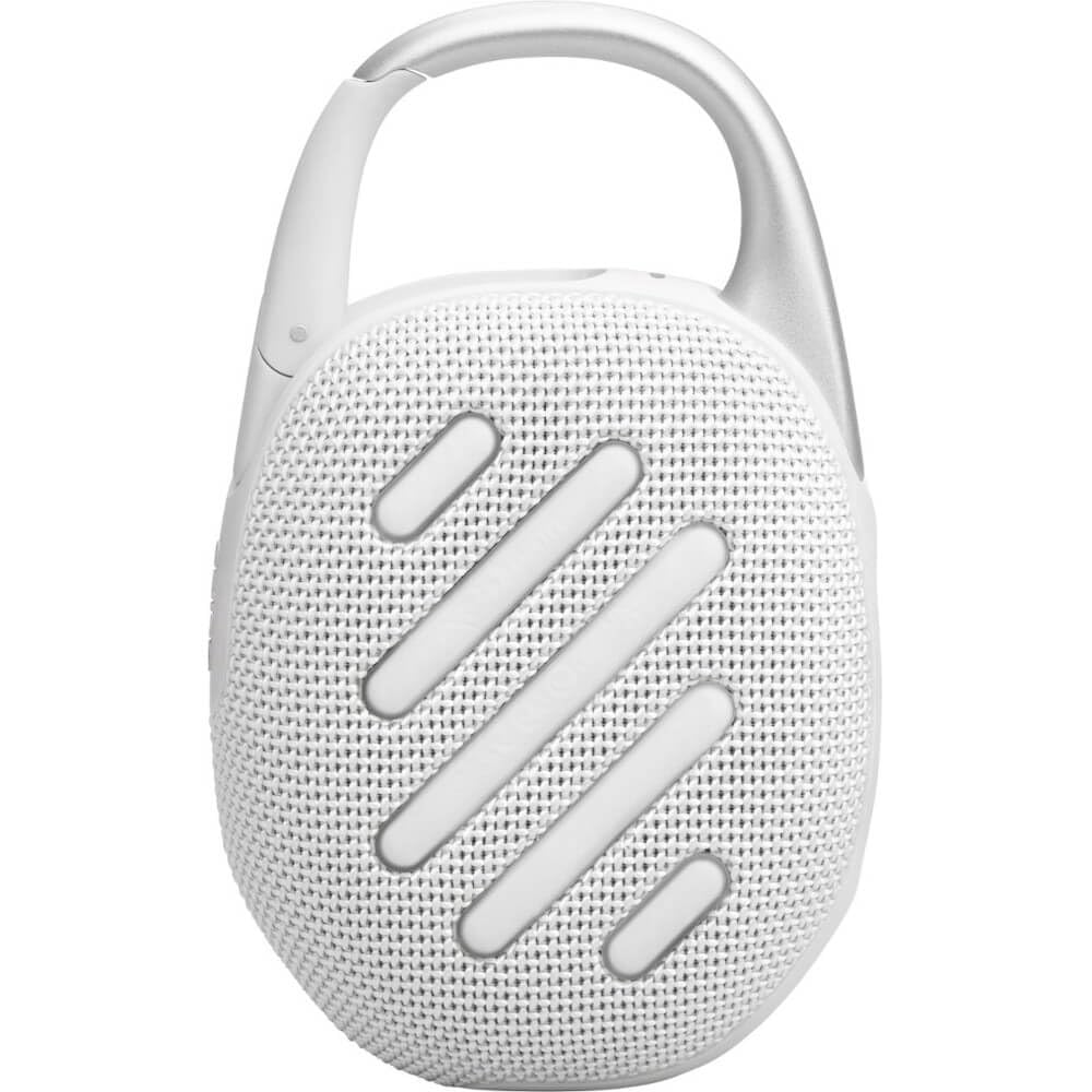 JBL Clip 5 - UltraJBL Clip 5 - Bocina Bluetooth ultra portátil, impermeable y a prueba de polvo, sonido profesional con graves potentes, mosquetón integrado, hasta 12 horas de reproducción (blanco